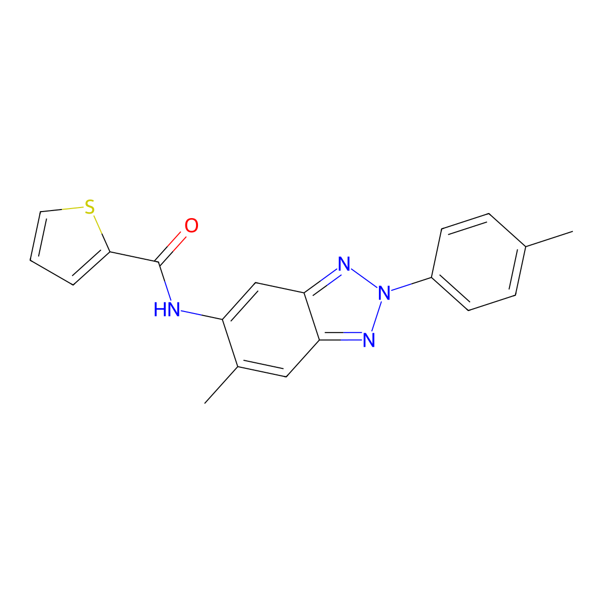 N-[6-methyl-2-(4-methylphenyl)benzotriazol-5-yl]thiophene-2-carboxamide molecular structure, CAS 403662-03-3
