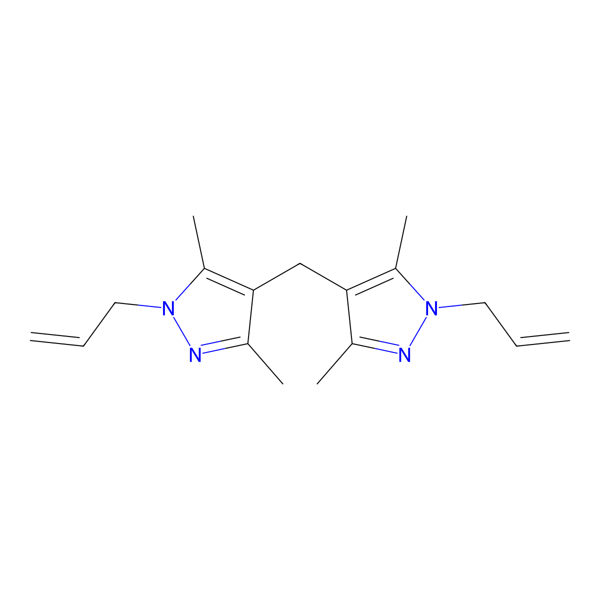 4-[(3,5-Dimethyl-1-prop-2-enylpyrazol-4-yl)methyl]-3,5-dimethyl-1-prop-2-enylpyrazole molecular structure, CAS 403669-90-9