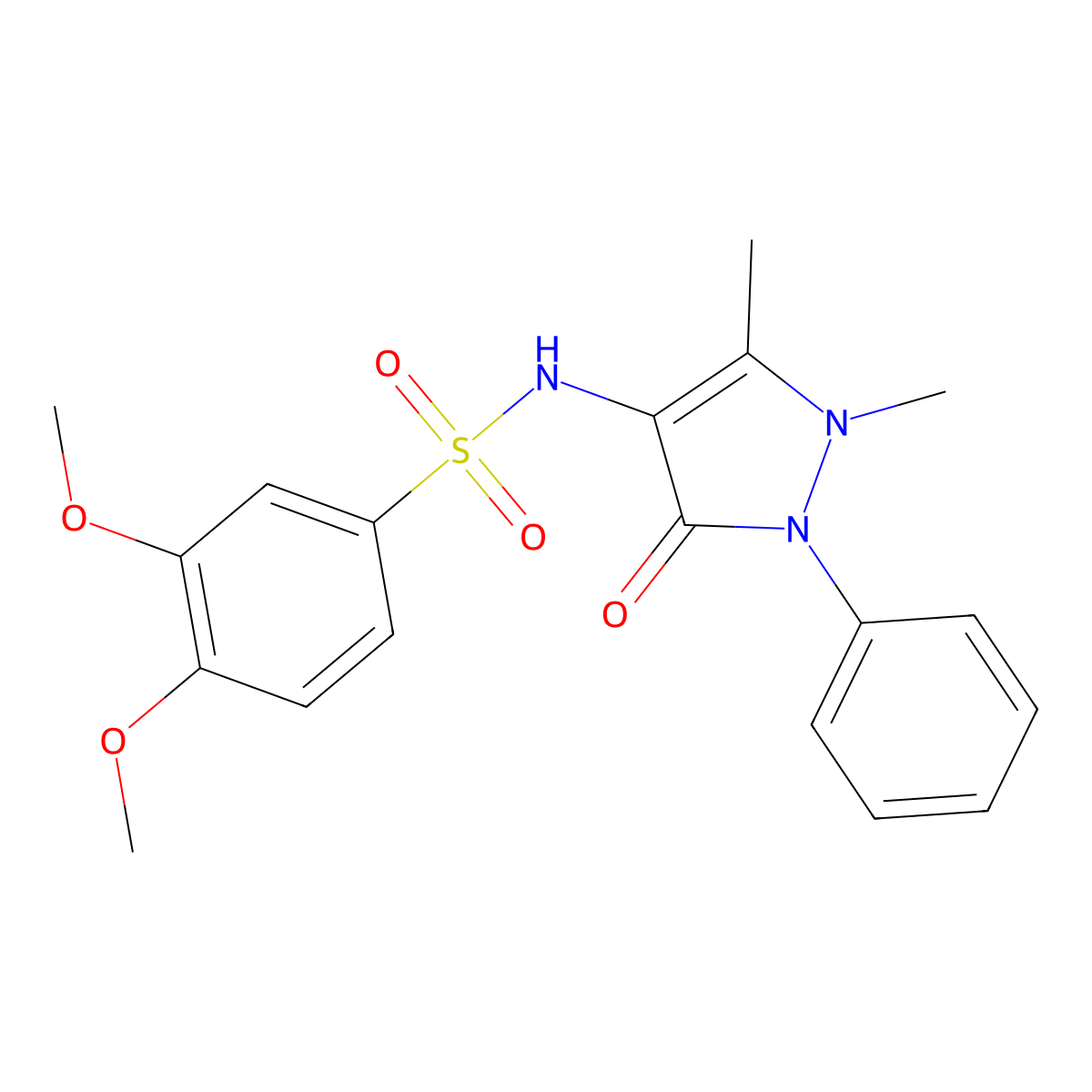 N-(1,5-dimethyl-3-oxo-2-phenyl-2,3-dihydro-1H-pyrazol-4-yl)-3,4-dimethoxybenzenesulfonamide molecular structure, CAS 403670-28-0