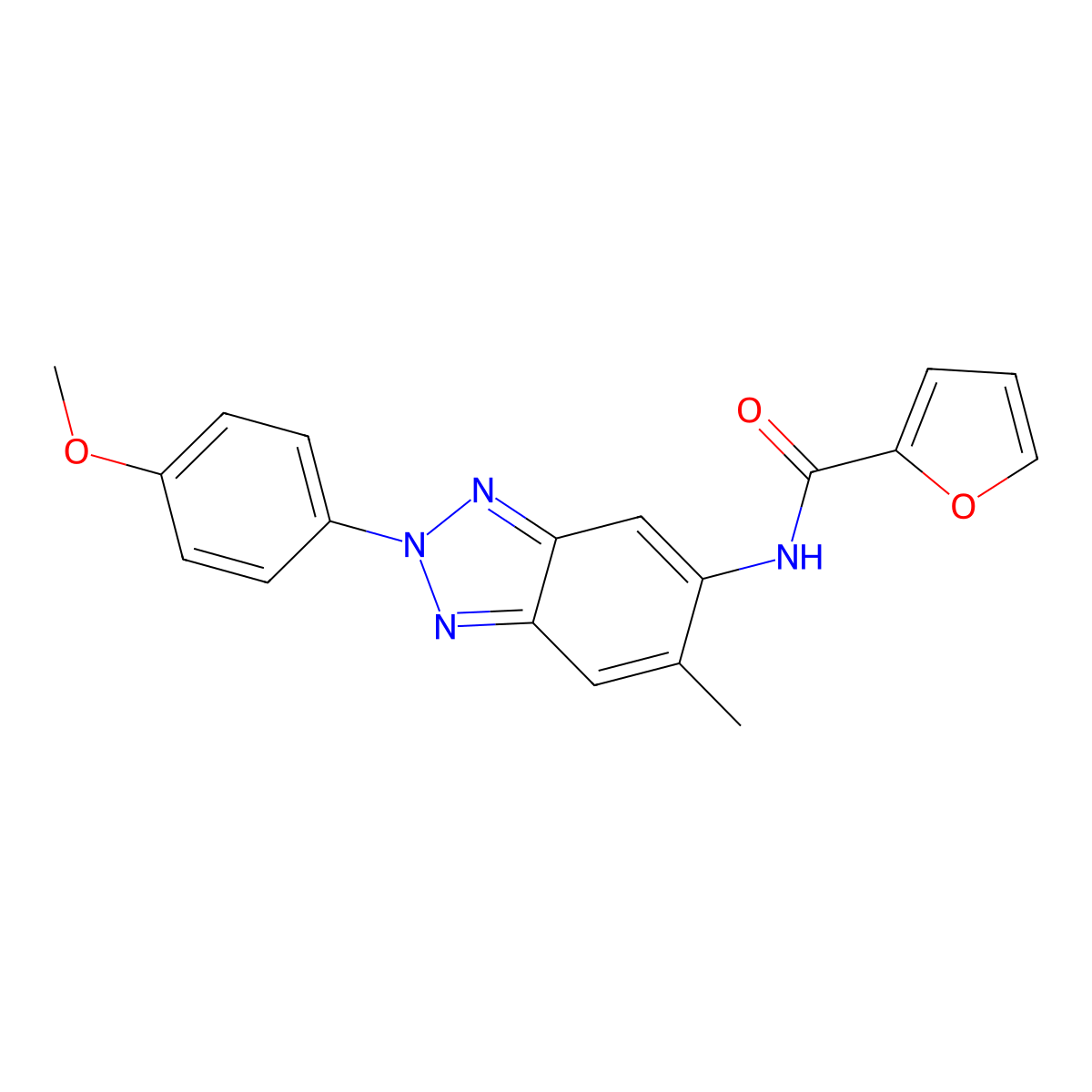 N-[2-(4-methoxyphenyl)-6-methylbenzotriazol-5-yl]furan-2-carboxamide molecular structure, CAS 403670-54-2