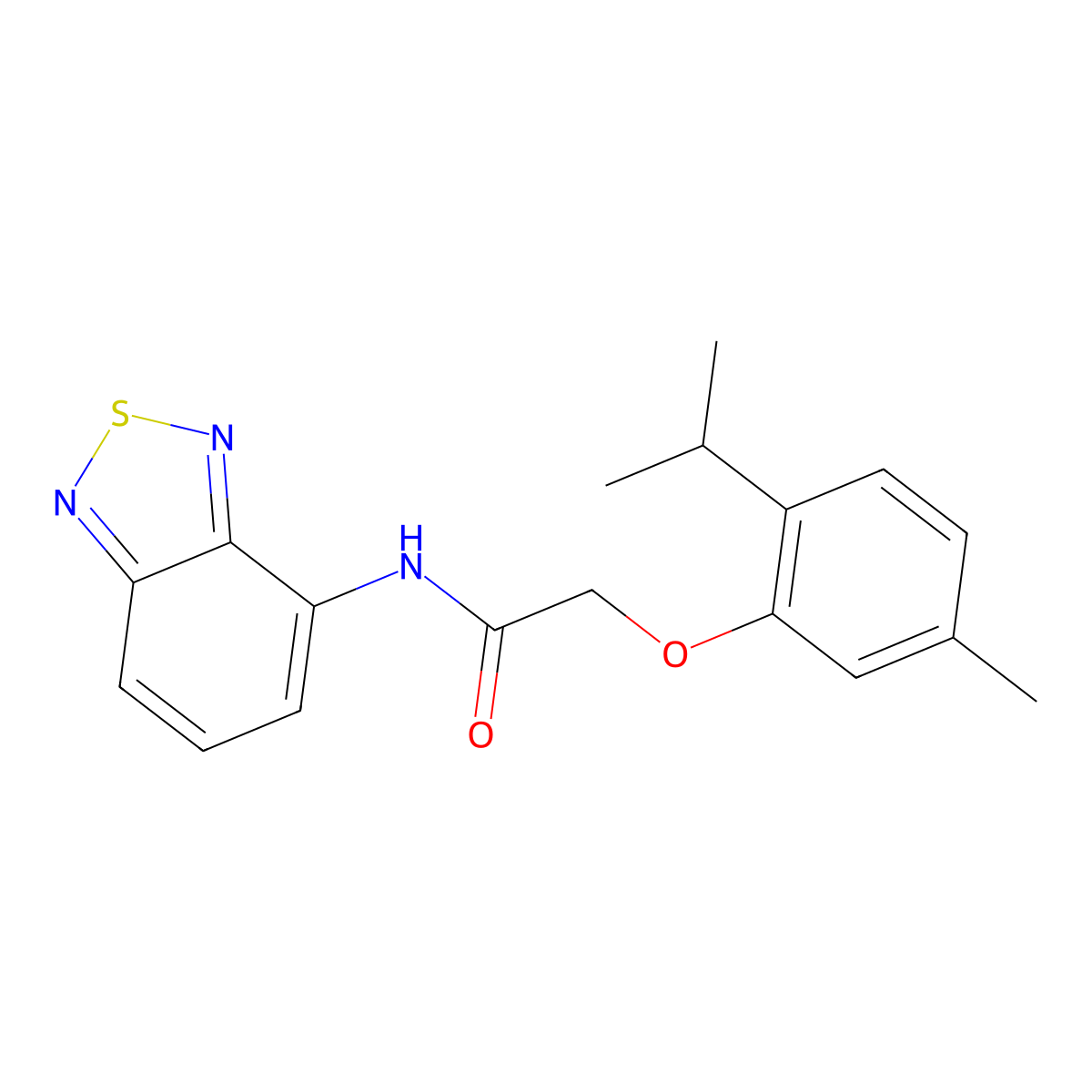 N-(2,1,3-benzothiadiazol-4-yl)-2-(5-methyl-2-propan-2-ylphenoxy)acetamide molecular structure, CAS 403670-95-1