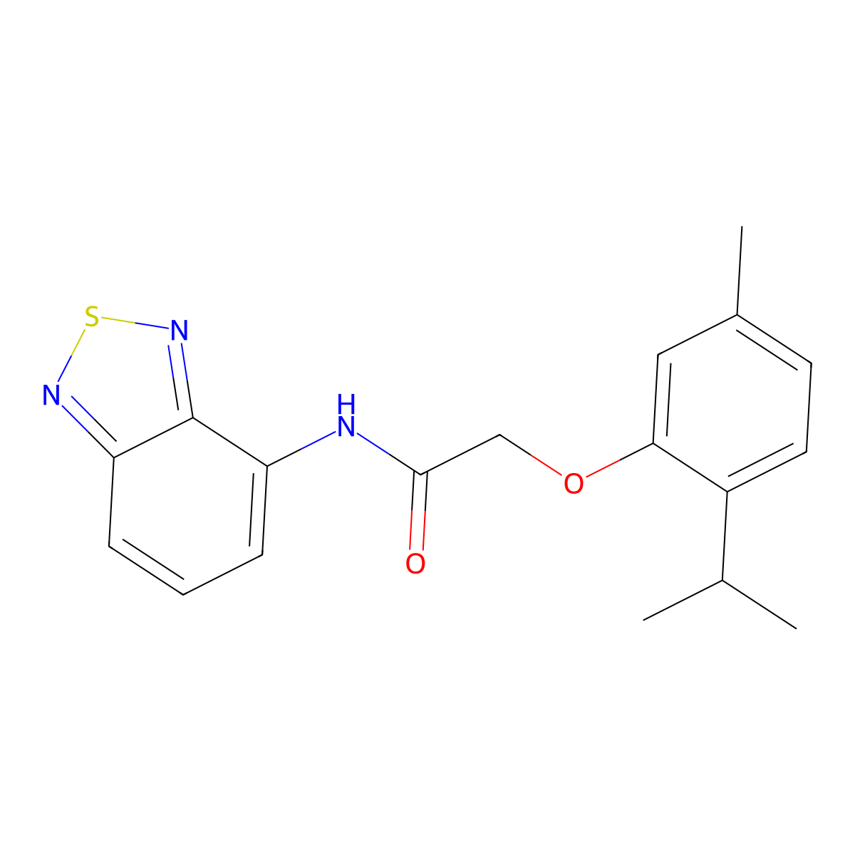 N-(2,1,3-benzothiadiazol-4-yl)-2-(5-methyl-2-propan-2-ylphenoxy)acetamide molecular structure, CAS 403670-95-1