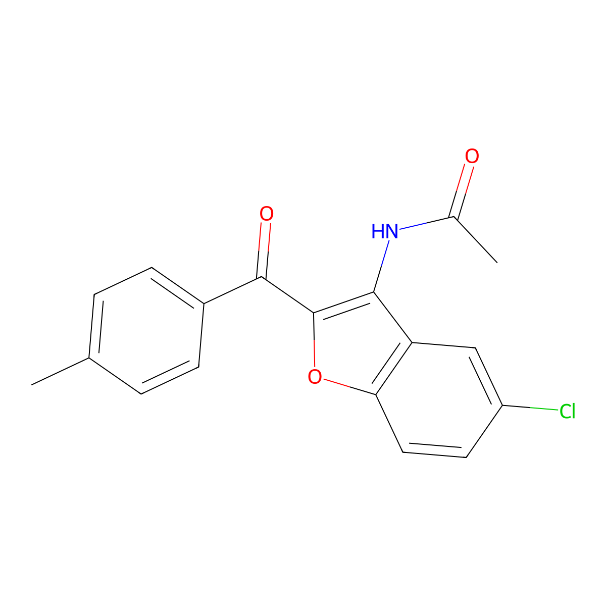 N-[5-chloro-2-(4-methylbenzoyl)-1-benzofuran-3-yl]acetamide molecular structure, CAS 403671-15-8