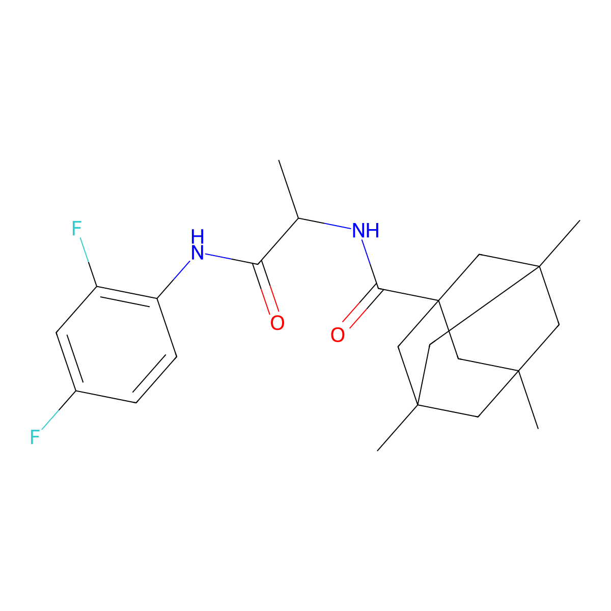 N-[1-(2,4-difluoroanilino)-1-oxopropan-2-yl]-3,5,7-trimethyladamantane-1-carboxamide molecular structure, CAS 403695-20-5
