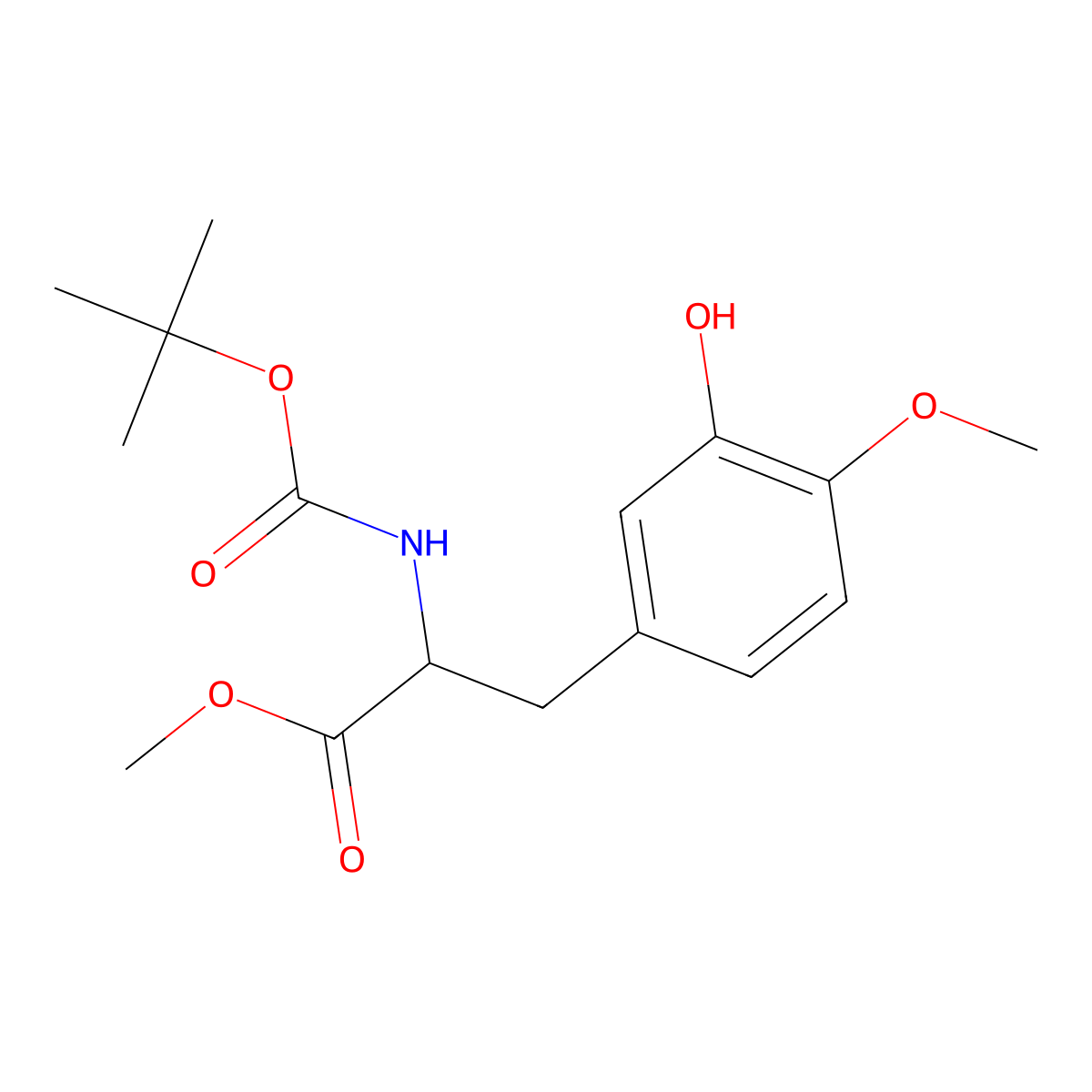 Methyl 2-{[(tert-butoxy)carbonyl]amino}-3-(3-hydroxy-4-methoxyphenyl)propanoate molecular structure, CAS 403699-91-2