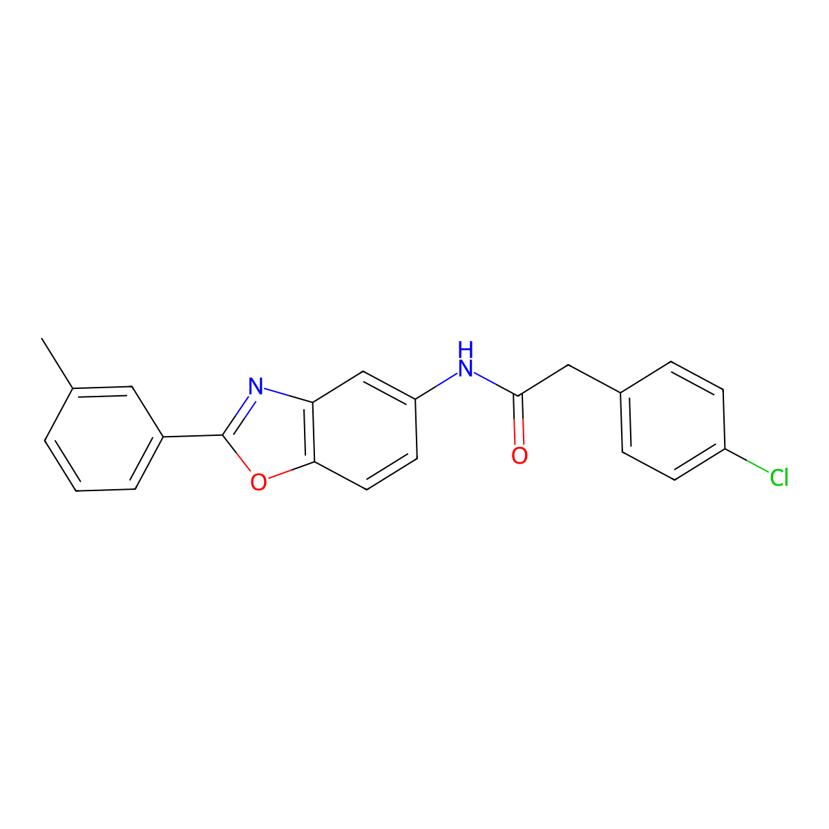 2-(4-chlorophenyl)-N-[2-(3-methylphenyl)-1,3-benzoxazol-5-yl]acetamide molecular structure, CAS 403709-84-2