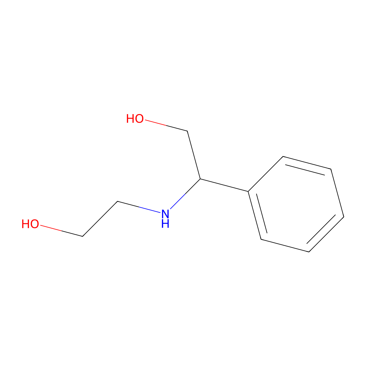 2-((2-Hydroxyethyl)amino)-2-phenylethan-1-ol molecular structure, CAS 40371-10-6