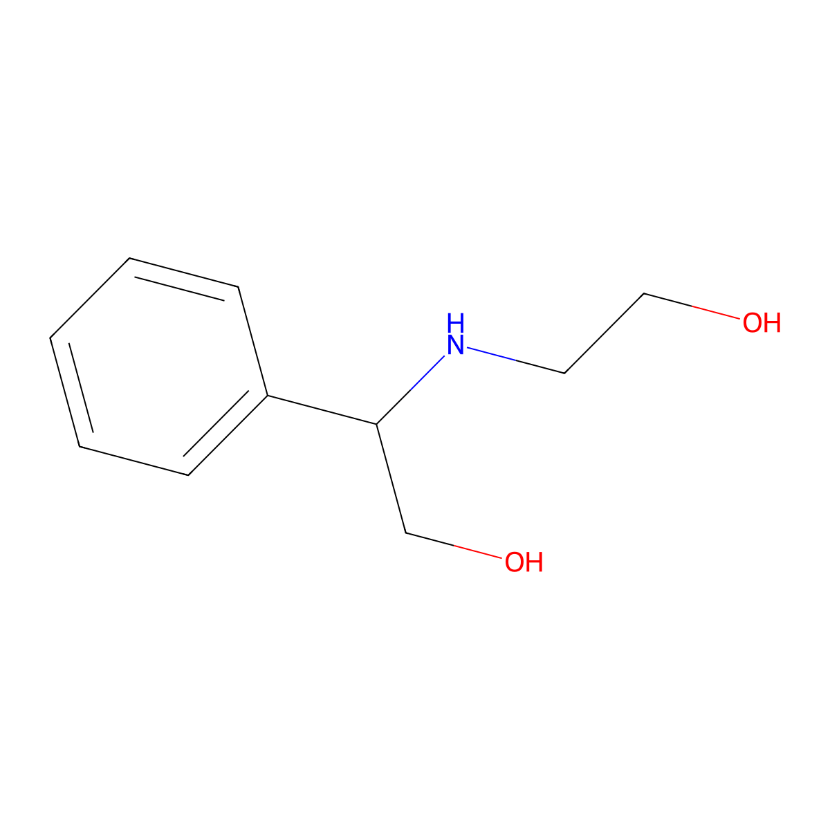 2-((2-Hydroxyethyl)amino)-2-phenylethan-1-ol molecular structure, CAS 40371-10-6
