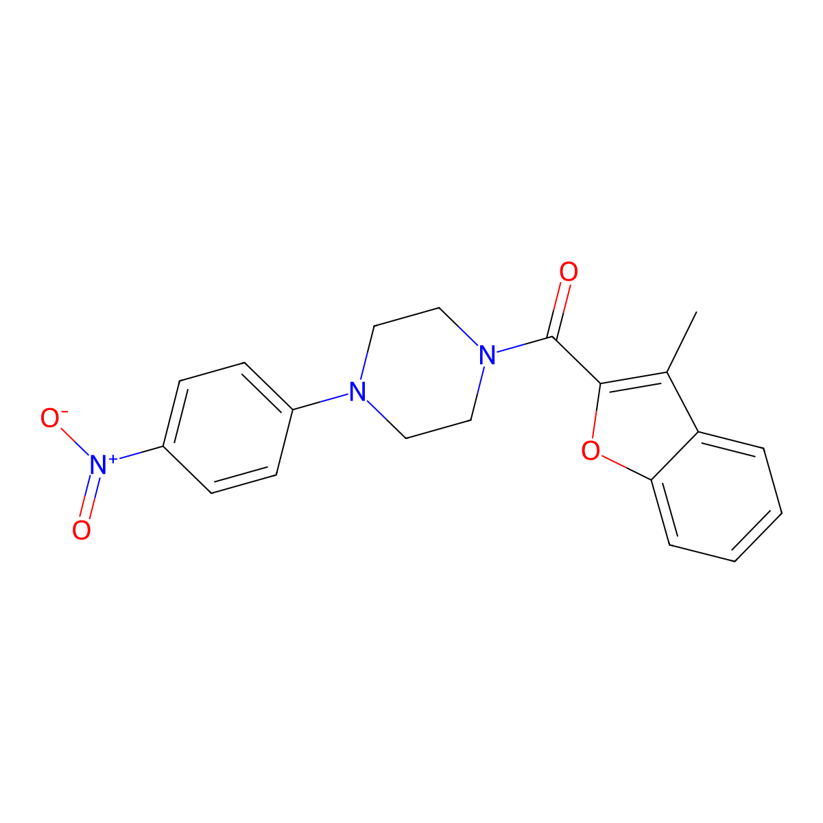 (3-Methyl-1-benzofuran-2-yl)-[4-(4-nitrophenyl)piperazin-1-yl]methanone molecular structure, CAS 403710-79-2
