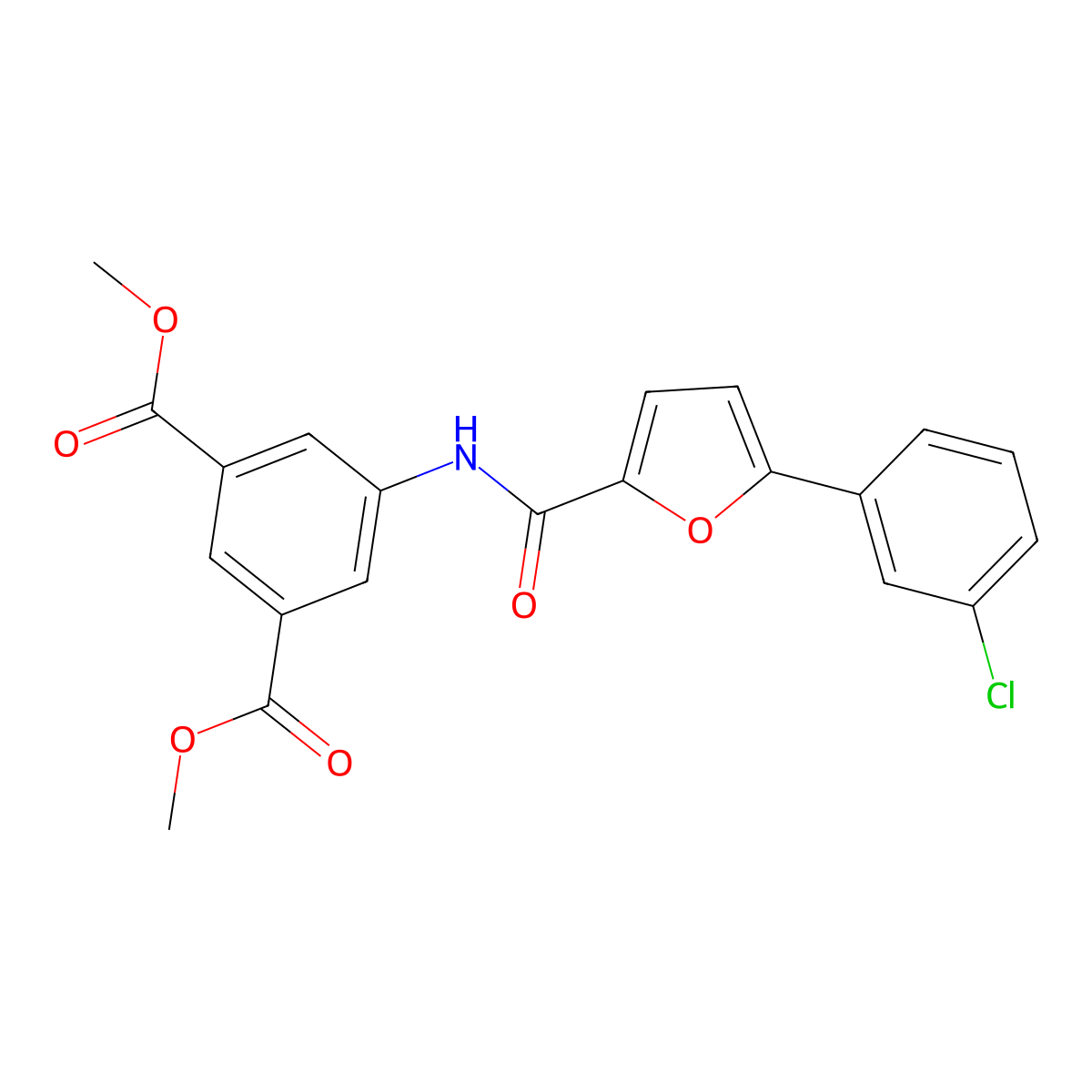 Dimethyl 5-{[5-(3-chlorophenyl)-2-furoyl]amino}isophthalate molecular structure, CAS 403711-12-6