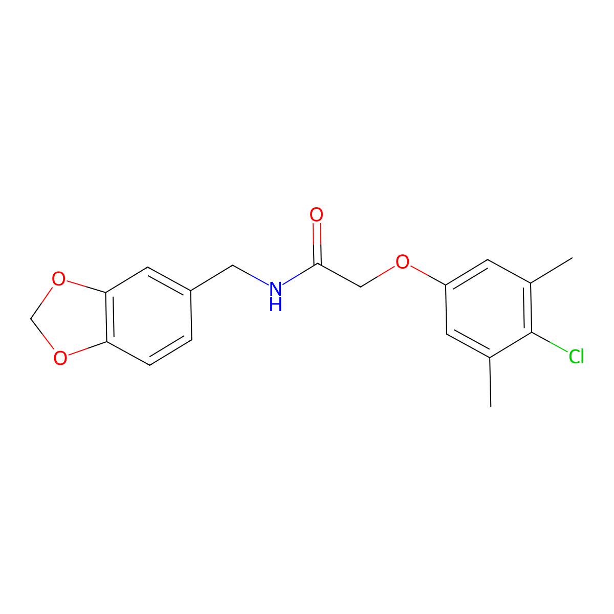 N-(1,3-benzodioxol-5-ylmethyl)-2-(4-chloro-3,5-dimethylphenoxy)acetamide molecular structure, CAS 403714-27-2