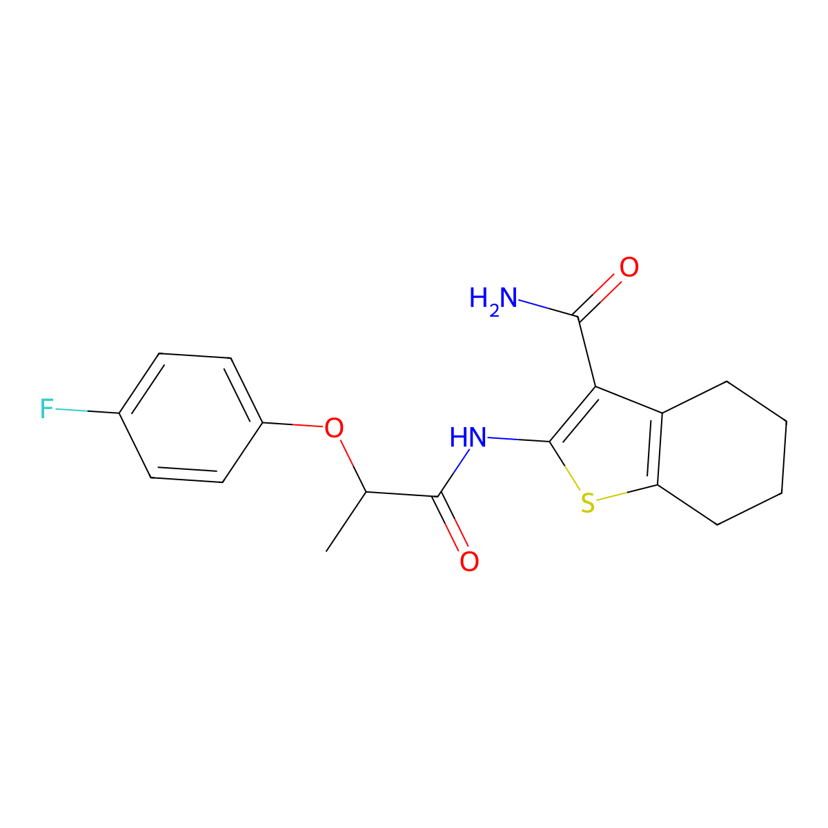 2-[2-(4-Fluorophenoxy)propanamido]-4,5,6,7-tetrahydro-1-benzothiophene-3-carboxamide molecular structure, CAS 403714-41-0