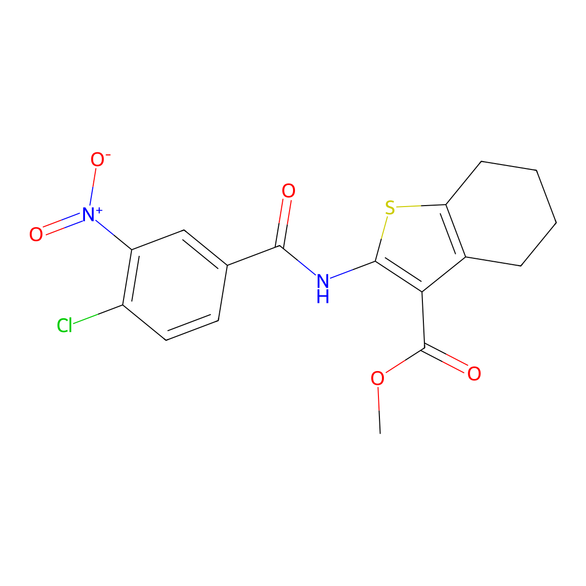 Methyl 2-[(4-chloro-3-nitrobenzoyl)amino]-4,5,6,7-tetrahydro-1-benzothiophene-3-carboxylate molecular structure, CAS 403714-50-1