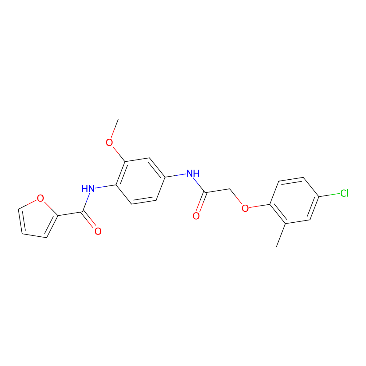 N-[4-[[2-(4-chloro-2-methylphenoxy)acetyl]amino]-2-methoxyphenyl]furan-2-carboxamide molecular structure, CAS 403715-47-9