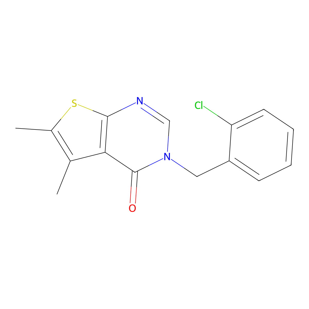 3-(2-chlorobenzyl)-5,6-dimethylthieno[2,3-d]pyrimidin-4(3H)-one molecular structure, CAS 403716-51-8