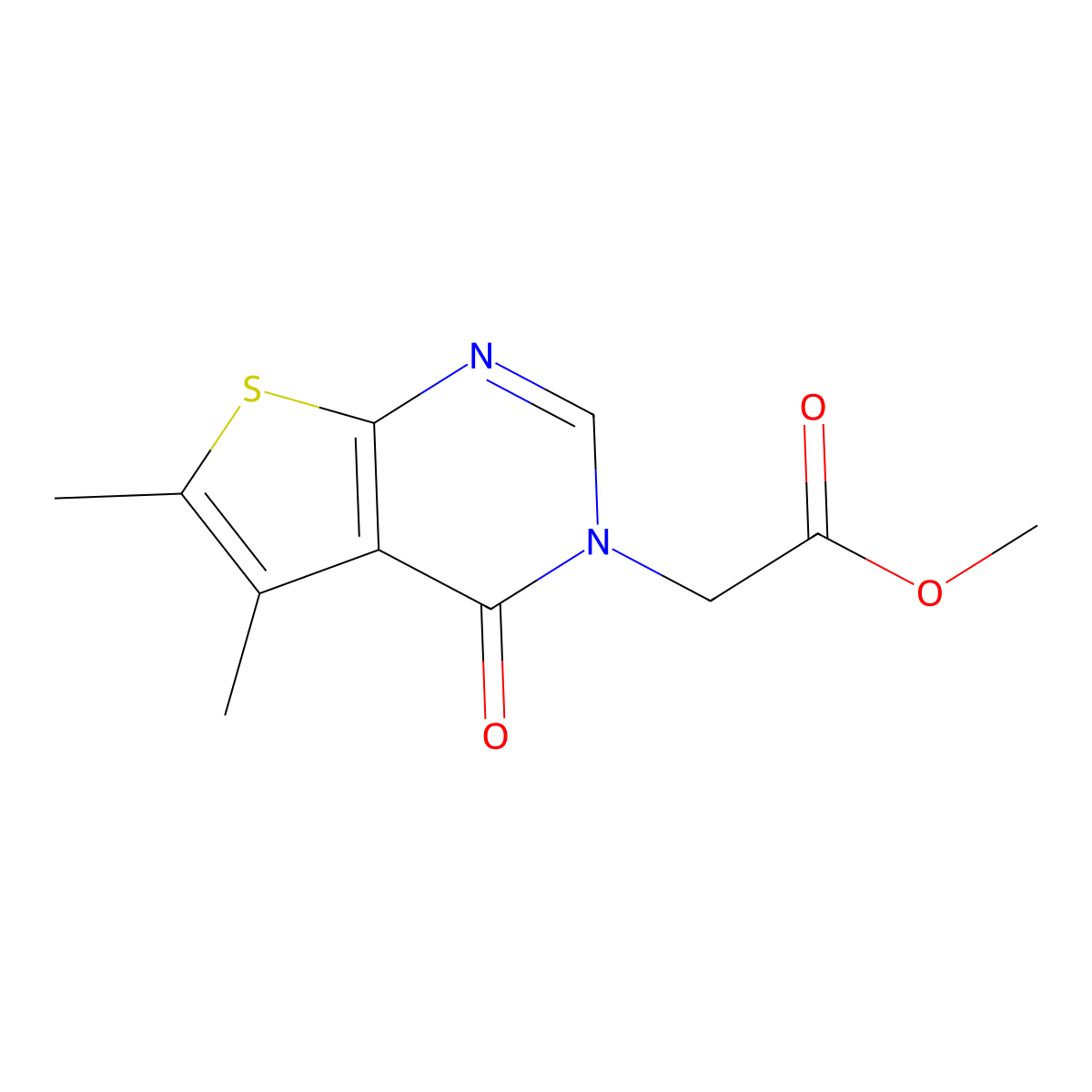 Methyl 2-(5,6-dimethyl-4-oxothieno[2,3-d]pyrimidin-3(4H)-yl)acetate molecular structure, CAS 403716-64-3