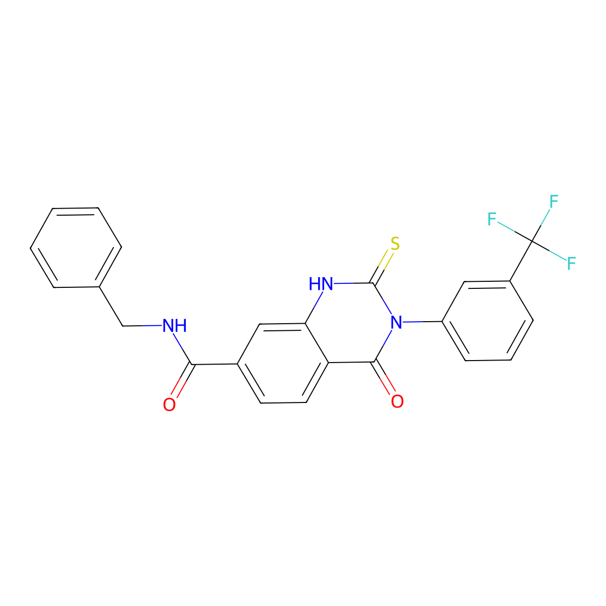 N-benzyl-4-oxo-2-thioxo-3-(3-(trifluoromethyl)phenyl)-1,2,3,4-tetrahydroquinazoline-7-carboxamide molecular structure, CAS 403718-45-6