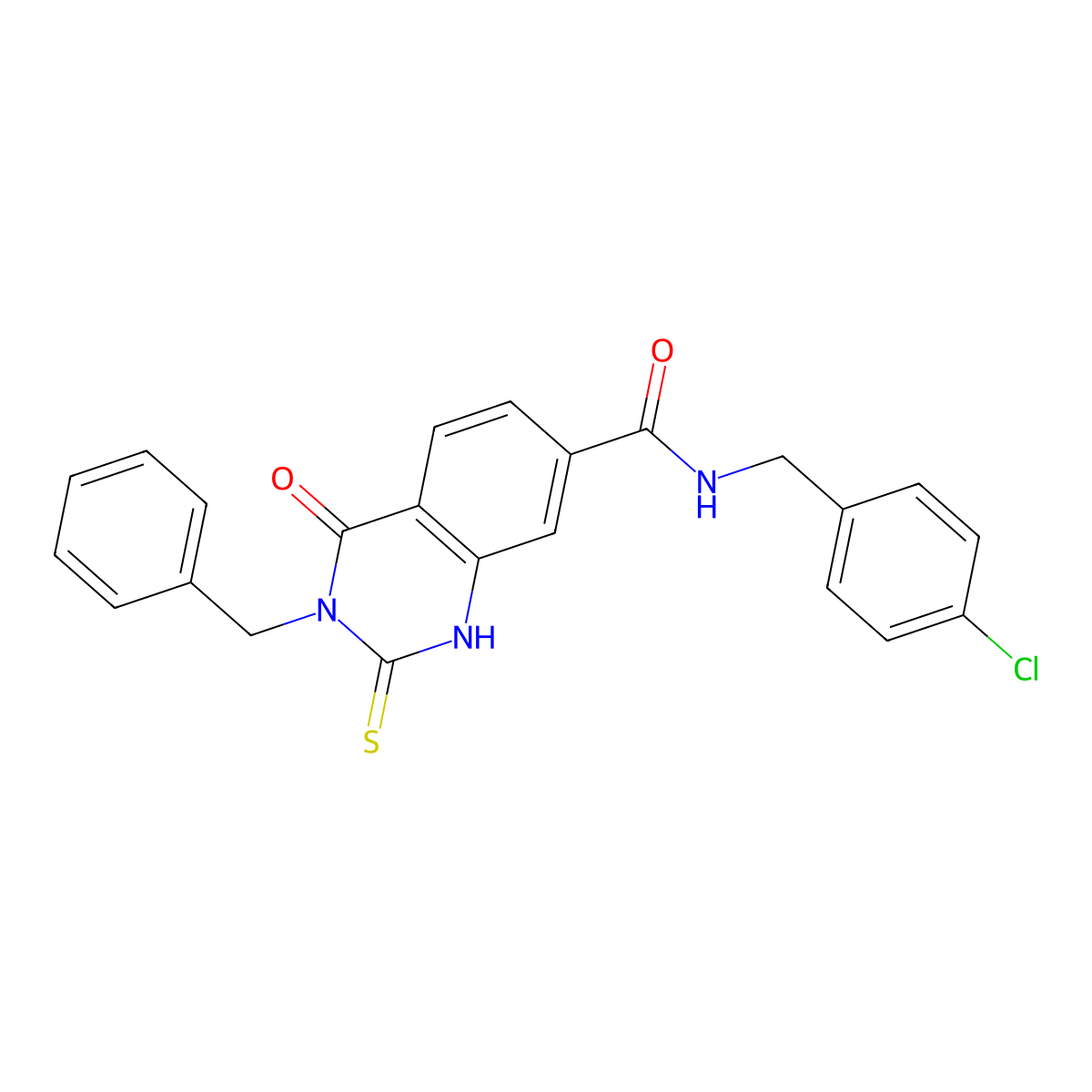 3-benzyl-N-[(4-chlorophenyl)methyl]-4-oxo-2-sulfanylidene-1H-quinazoline-7-carboxamide molecular structure, CAS 403719-83-5