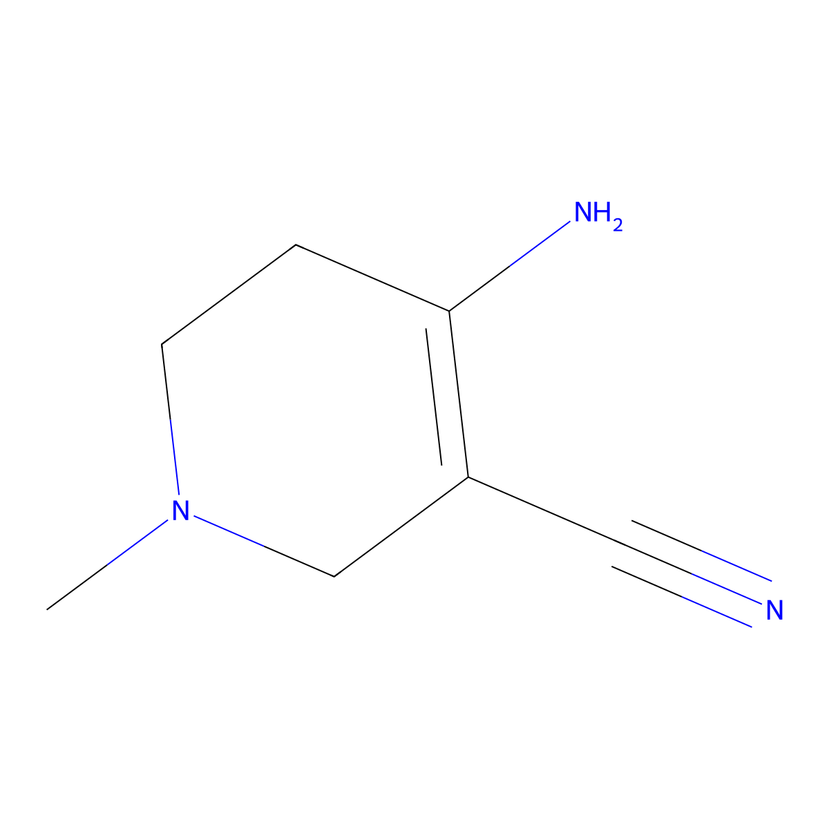 4-Amino-1-methyl-1,2,5,6-tetrahydropyridine-3-carbonitrile molecular structure, CAS 40372-44-9