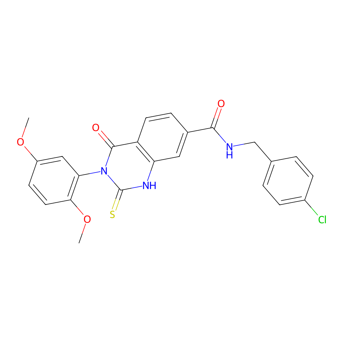 N-[(4-chlorophenyl)methyl]-3-(2,5-dimethoxyphenyl)-4-oxo-2-sulfanylidene-1H-quinazoline-7-carboxamide molecular structure, CAS 403720-16-1