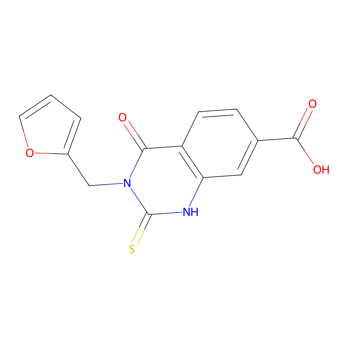 3-(Furan-2-ylmethyl)-4-oxo-2-sulfanyl-3,4-dihydroquinazoline-7-carboxylic acid molecular structure, CAS 403721-12-0