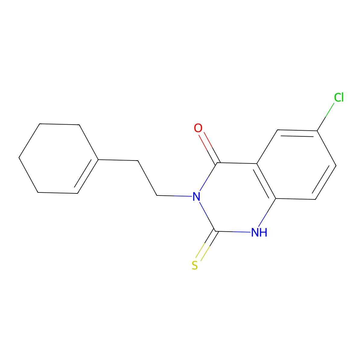 6-chloro-3-[2-(cyclohexen-1-yl)ethyl]-2-sulfanylidene-1H-quinazolin-4-one molecular structure, CAS 403721-95-9