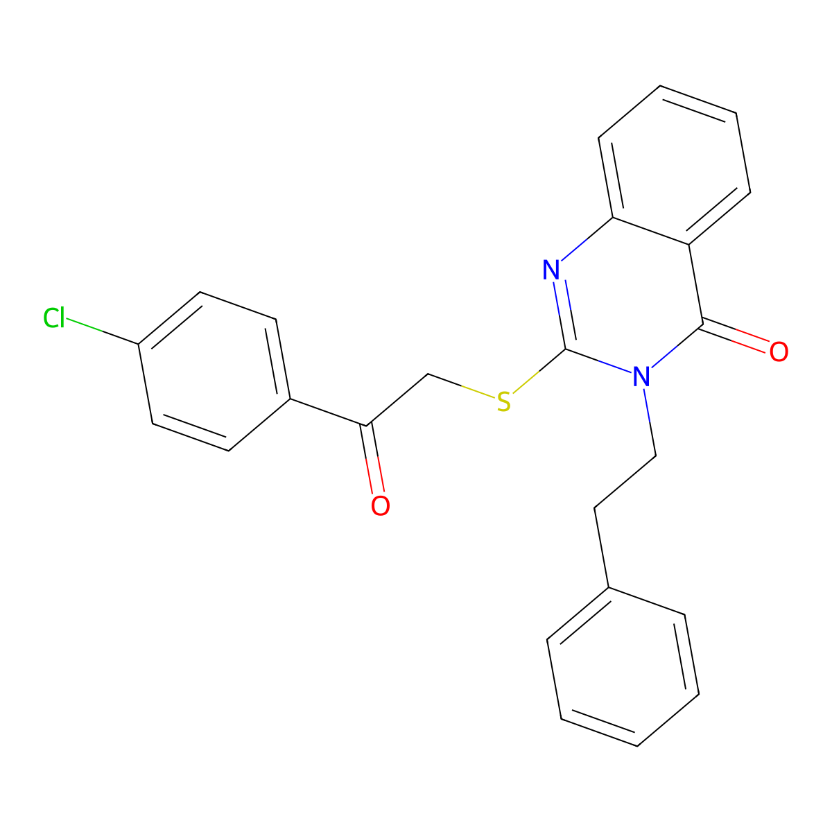 2-((2-(4-chlorophenyl)-2-oxoethyl)thio)-3-phenethylquinazolin-4(3H)-one molecular structure, CAS 403722-96-3