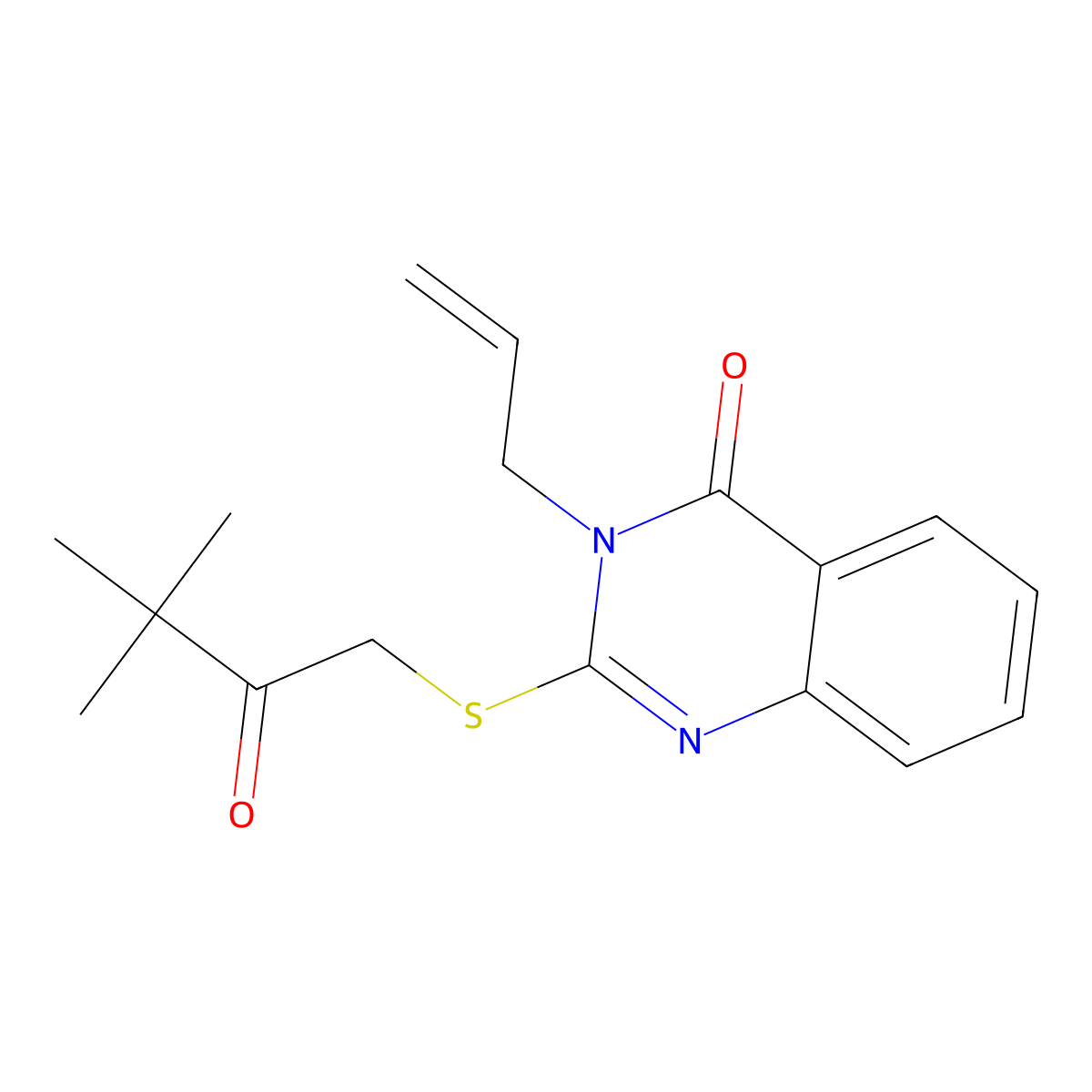2-[(3,3-Dimethyl-2-oxobutyl)sulfanyl]-3-(prop-2-en-1-yl)-3,4-dihydroquinazolin-4-one molecular structure, CAS 403723-30-8