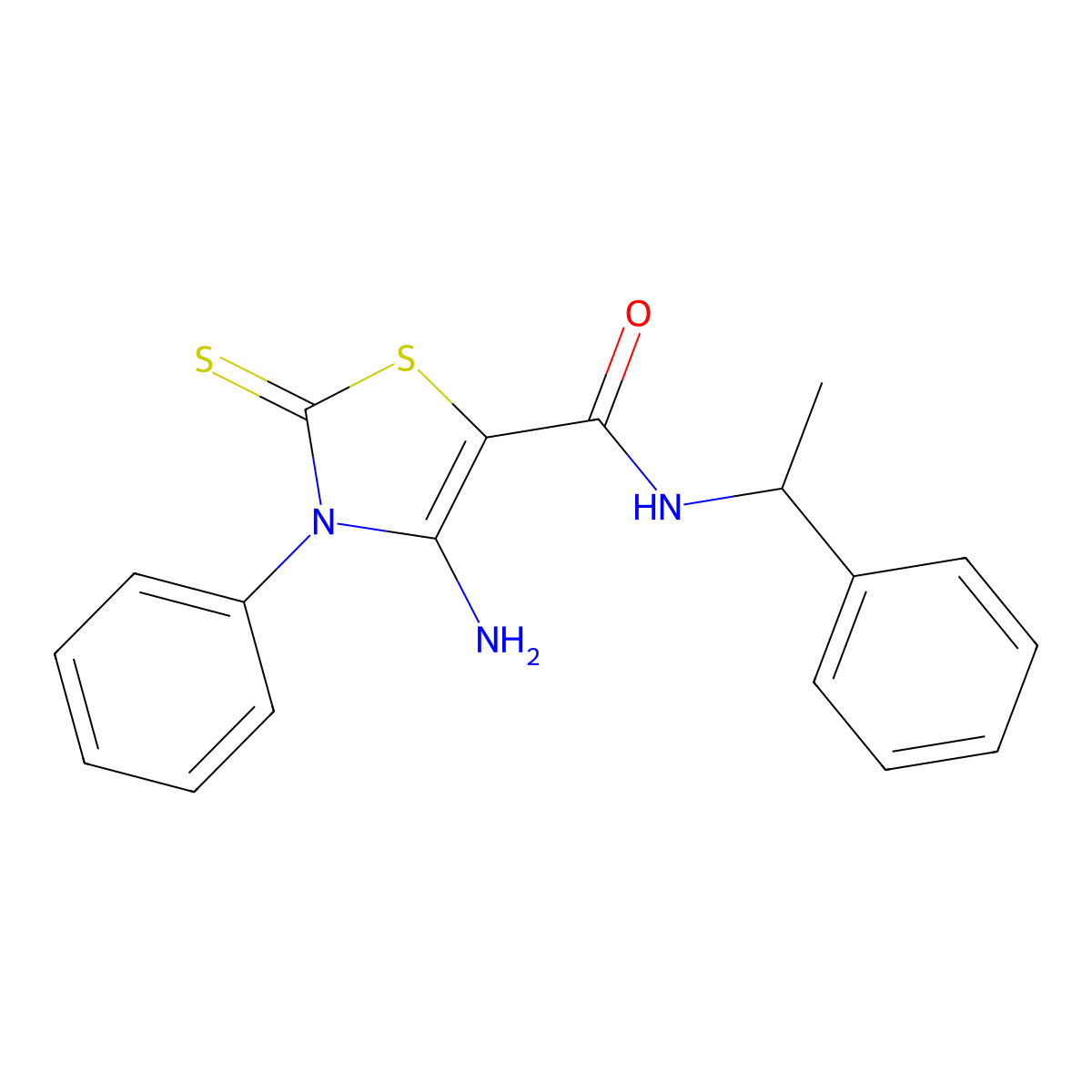 4-amino-3-phenyl-N-(1-phenylethyl)-2-thioxo-2,3-dihydro-1,3-thiazole-5-carboxamide molecular structure, CAS 403726-72-7
