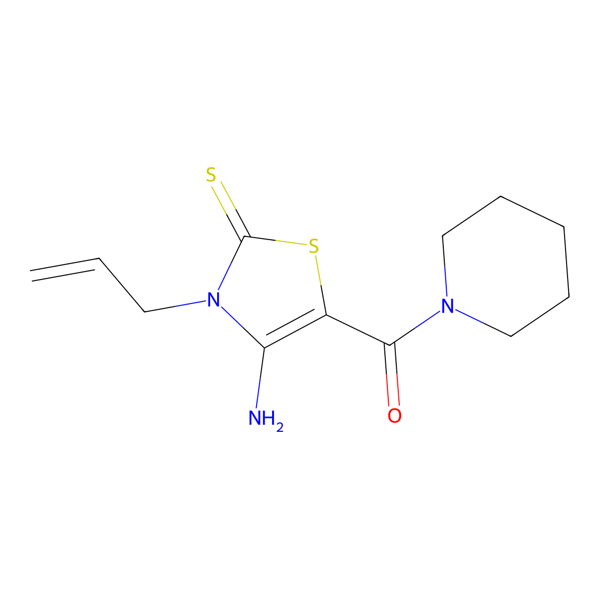 3-Allyl-4-amino-5-(1-piperidinylcarbonyl)-1,3-thiazole-2(3H)-thione molecular structure, CAS 403726-77-2