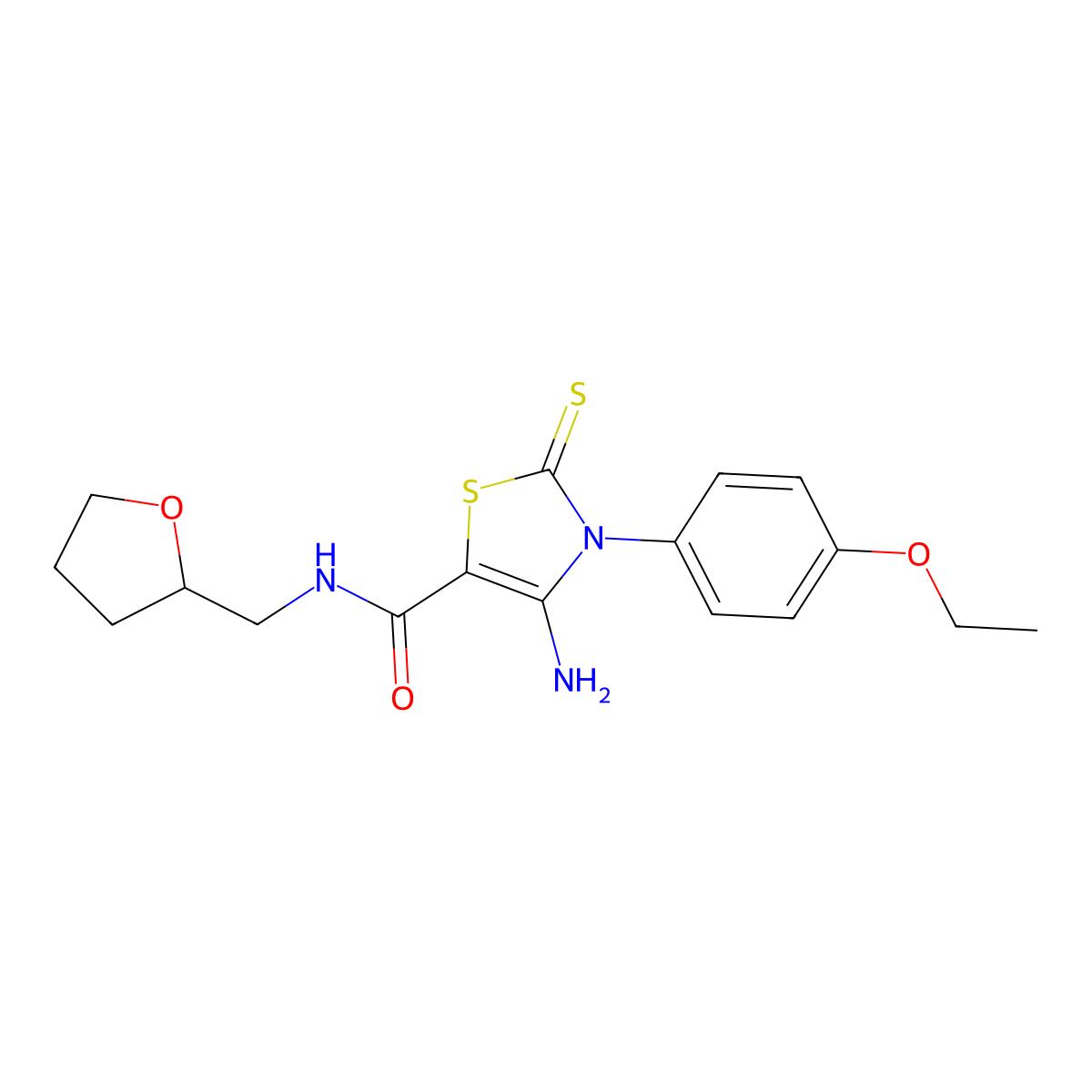 4-amino-3-(4-ethoxyphenyl)-N-(2-oxolanylmethyl)-2-sulfanylidene-5-thiazolecarboxamide molecular structure, CAS 403726-88-5