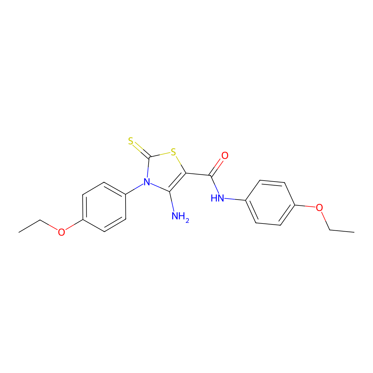 4-amino-N,3-bis(4-ethoxyphenyl)-2-thioxo-2,3-dihydro-1,3-thiazole-5-carboxamide molecular structure, CAS 403726-93-2