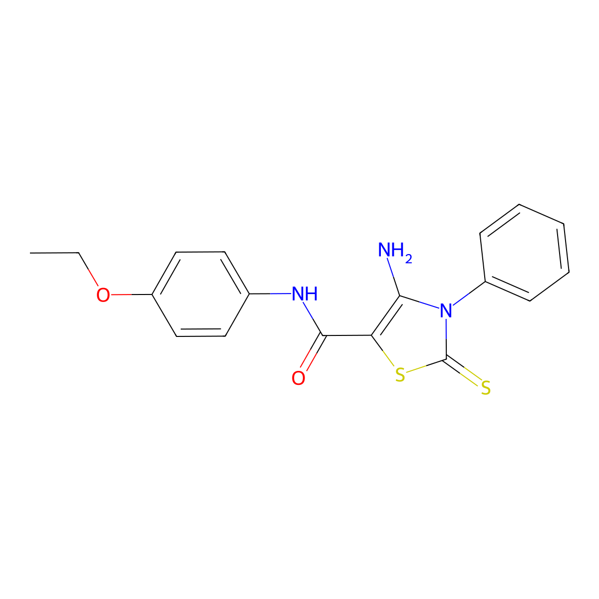 4-amino-N-(4-ethoxyphenyl)-3-phenyl-2-sulfanylidene-2,3-dihydro-1,3-thiazole-5-carboxamide molecular structure, CAS 403727-09-3