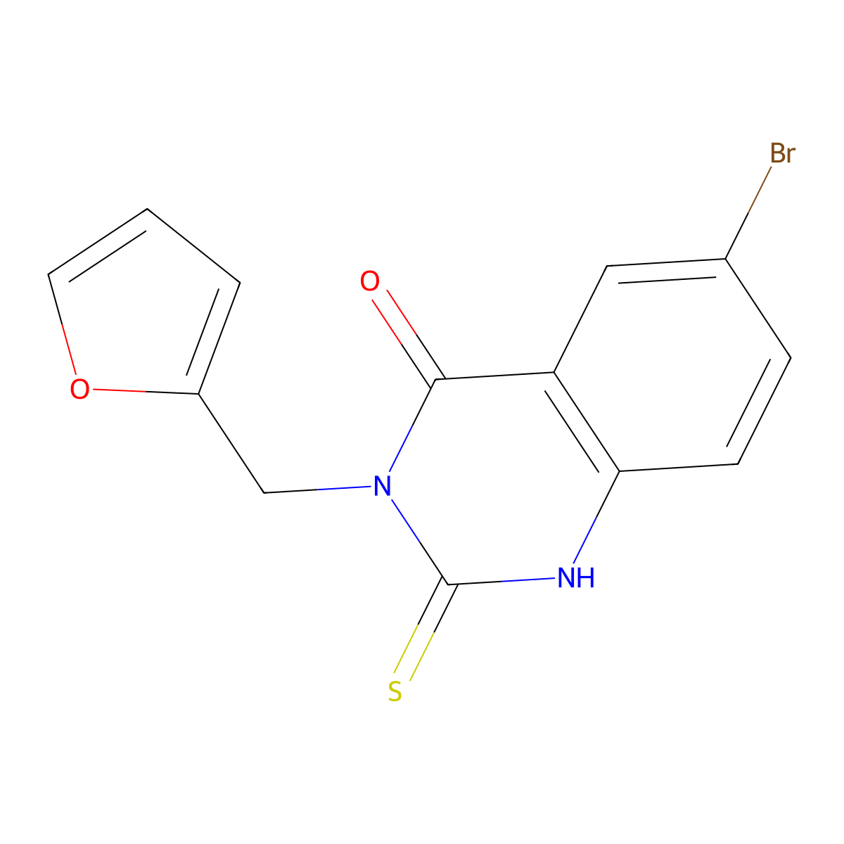 6-Bromo-3-(furan-2-ylmethyl)-2-sulfanyl-3,4-dihydroquinazolin-4-one molecular structure, CAS 403727-56-0