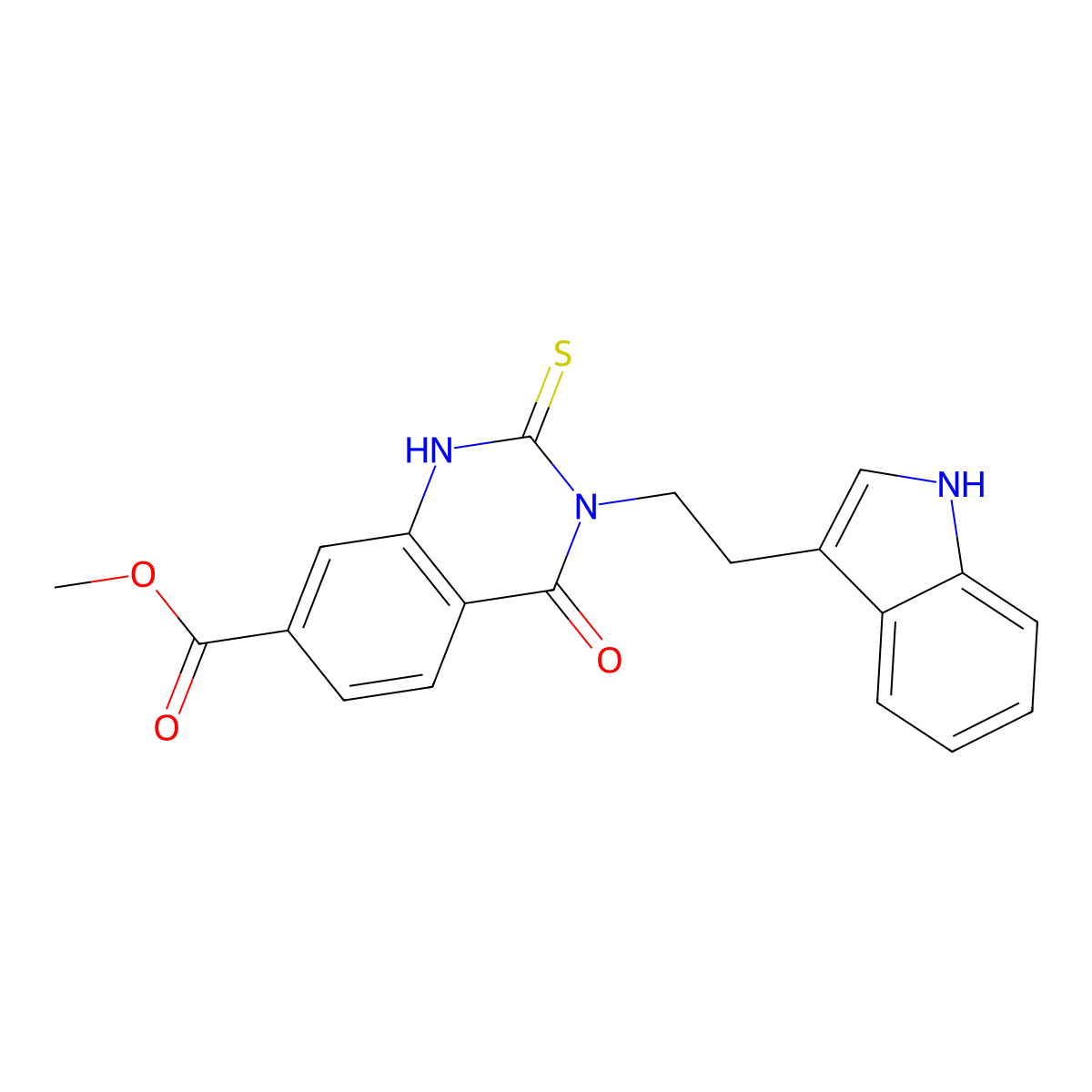 methyl 3-[2-(1H-indol-3-yl)ethyl]-4-oxo-2-thioxo-1,2,3,4-tetrahydroquinazoline-7-carboxylate molecular structure, CAS 403727-67-3