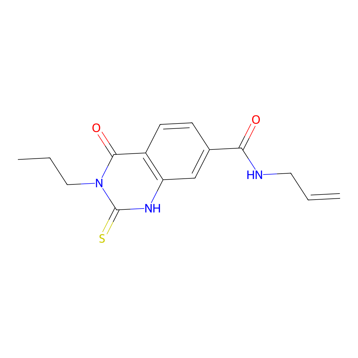 N-allyl-4-oxo-3-propyl-2-thioxo-1,2,3,4-tetrahydroquinazoline-7-carboxamide molecular structure, CAS 403727-68-4