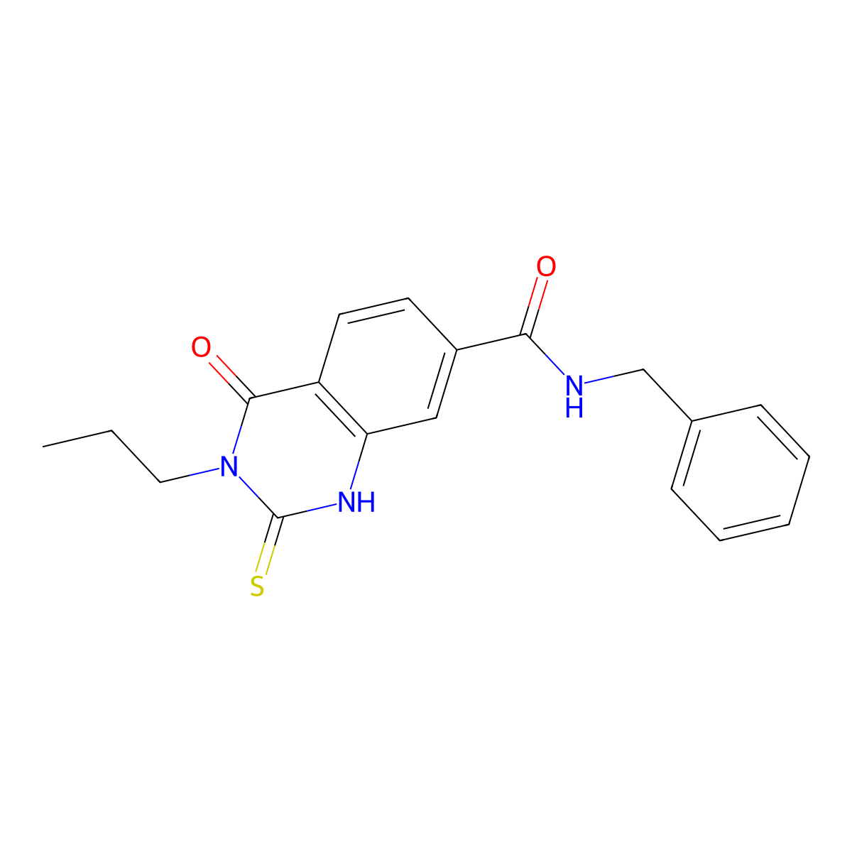 N-benzyl-4-oxo-3-propyl-2-sulfanylidene-1H-quinazoline-7-carboxamide molecular structure, CAS 403727-80-0