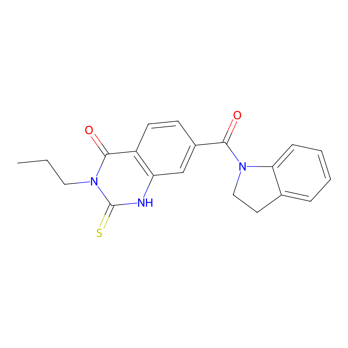 7-(2,3-dihydroindole-1-carbonyl)-3-propyl-2-sulfanylidene-1H-quinazolin-4-one molecular structure, CAS 403727-84-4