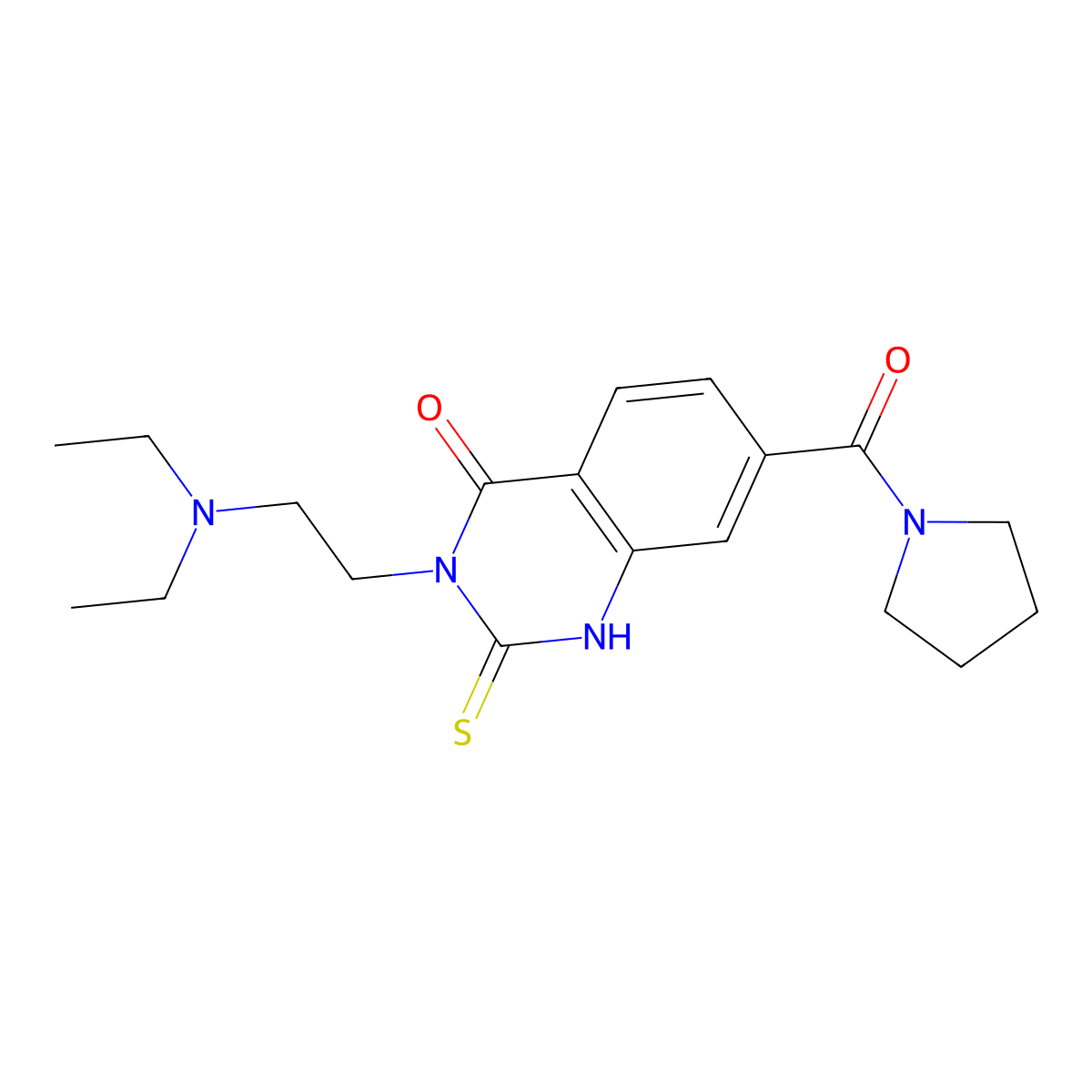 3-(2-(diethylamino)ethyl)-7-(pyrrolidine-1-carbonyl)-2-thioxo-2,3-dihydroquinazolin-4(1H)-one molecular structure, CAS 403727-86-6