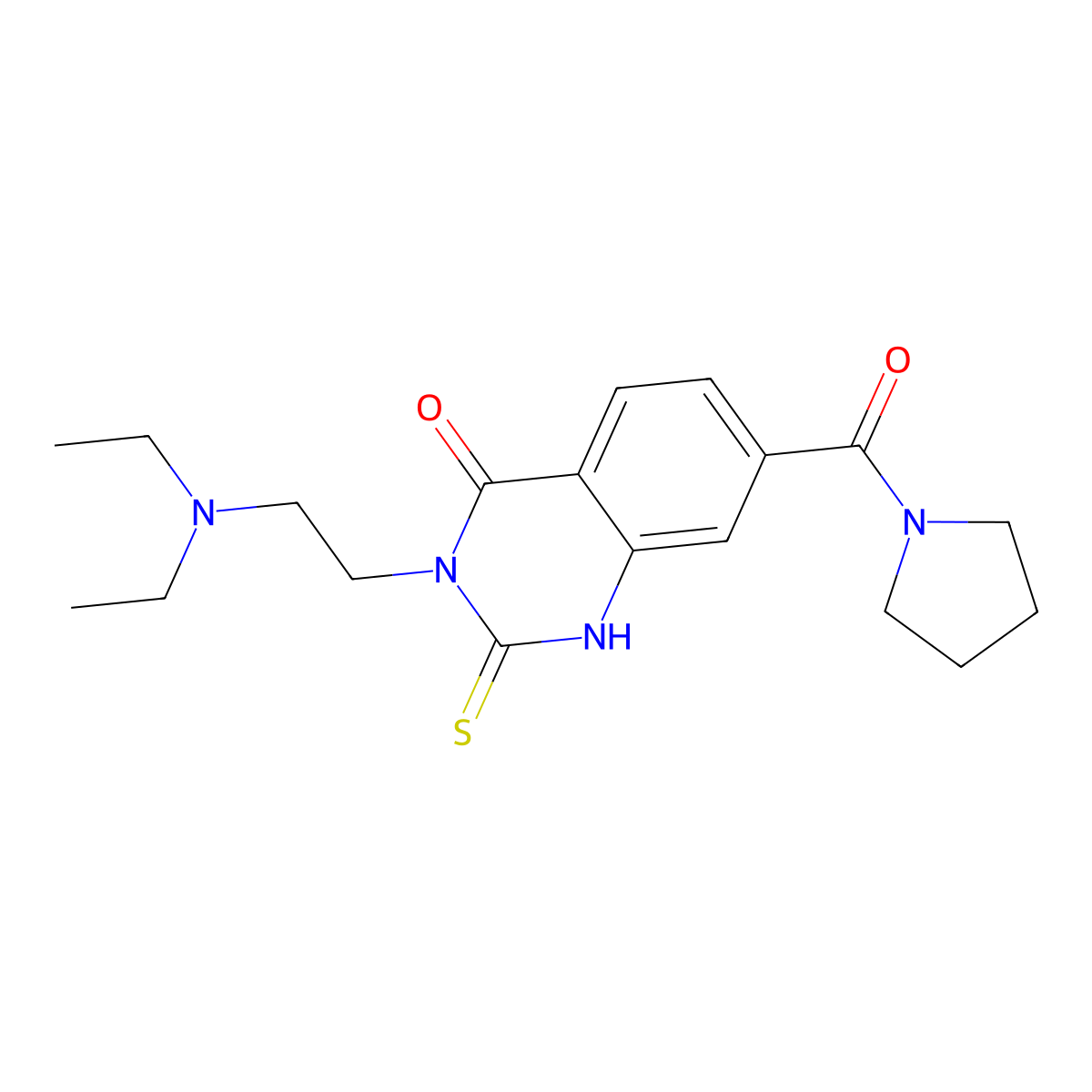3-(2-(diethylamino)ethyl)-7-(pyrrolidine-1-carbonyl)-2-thioxo-2,3-dihydroquinazolin-4(1H)-one molecular structure, CAS 403727-86-6