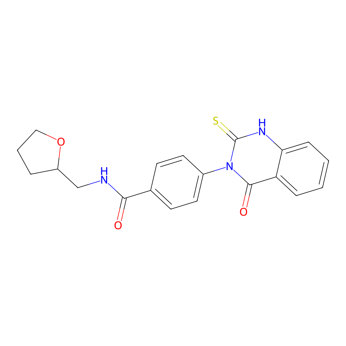4-(4-oxo-2-thioxo-1,2-dihydroquinazolin-3(4H)-yl)-N-((tetrahydrofuran-2-yl)methyl)benzamide molecular structure, CAS 403727-91-3