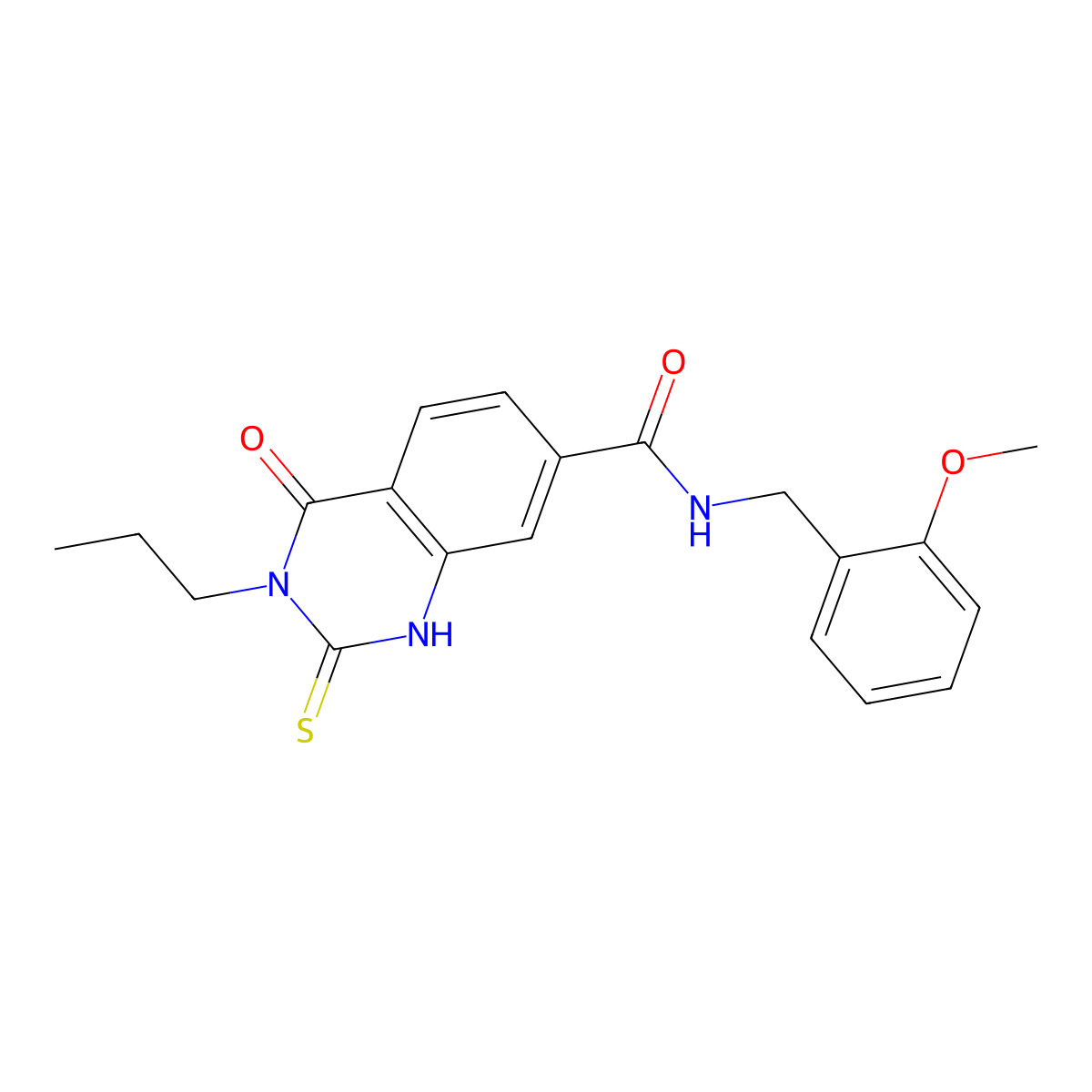 N-[(2-methoxyphenyl)methyl]-4-oxo-3-propyl-2-sulfanylidene-1H-quinazoline-7-carboxamide molecular structure, CAS 403727-92-4