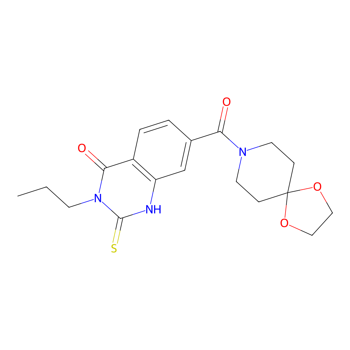 7-(1,4-dioxa-8-azaspiro[4.5]decane-8-carbonyl)-3-propyl-2-sulfanylidene-1H-quinazolin-4-one molecular structure, CAS 403727-98-0