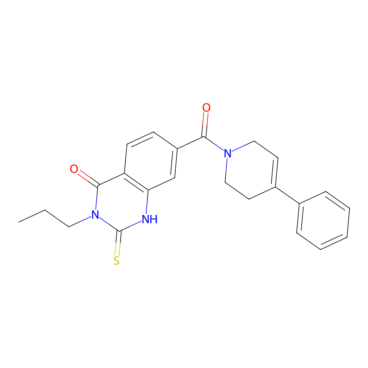 7-(4-phenyl-3,6-dihydro-2H-pyridine-1-carbonyl)-3-propyl-2-sulfanylidene-1H-quinazolin-4-one molecular structure, CAS 403728-09-6
