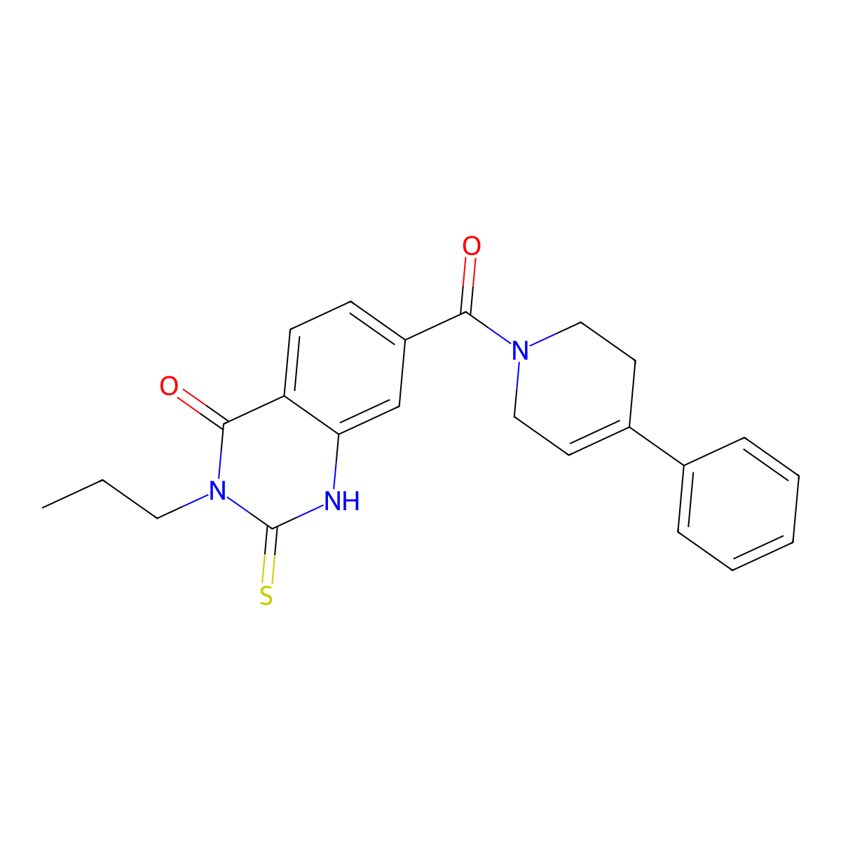 7-(4-phenyl-3,6-dihydro-2H-pyridine-1-carbonyl)-3-propyl-2-sulfanylidene-1H-quinazolin-4-one molecular structure, CAS 403728-09-6