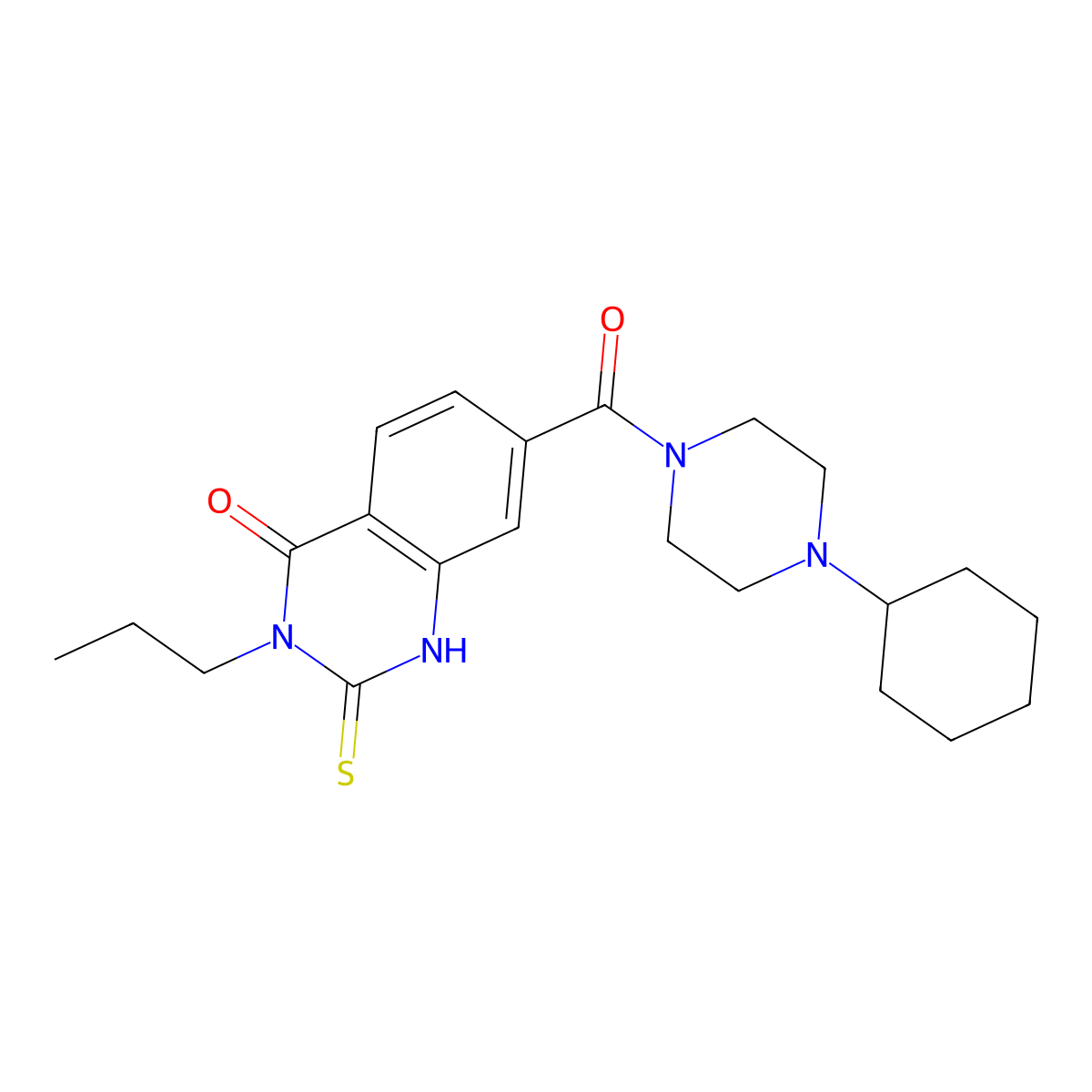 7-(4-cyclohexylpiperazine-1-carbonyl)-3-propyl-2-sulfanylidene-1H-quinazolin-4-one molecular structure, CAS 403728-21-2