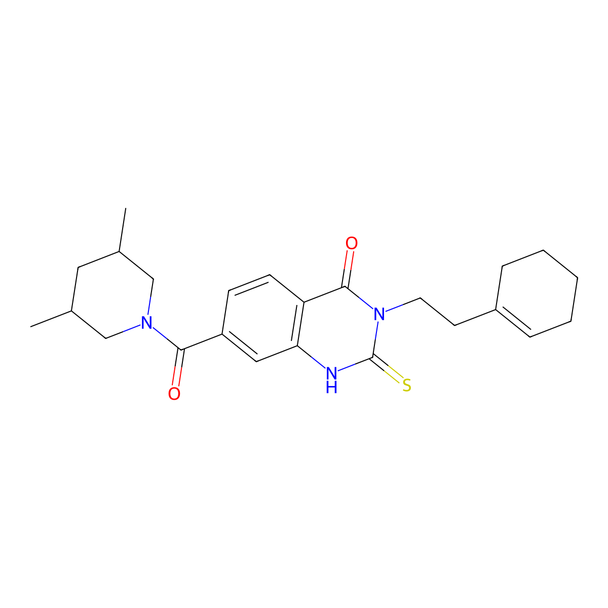 3-[2-(cyclohexen-1-yl)ethyl]-7-(3,5-dimethylpiperidine-1-carbonyl)-2-sulfanylidene-1H-quinazolin-4-one molecular structure, CAS 403728-28-9
