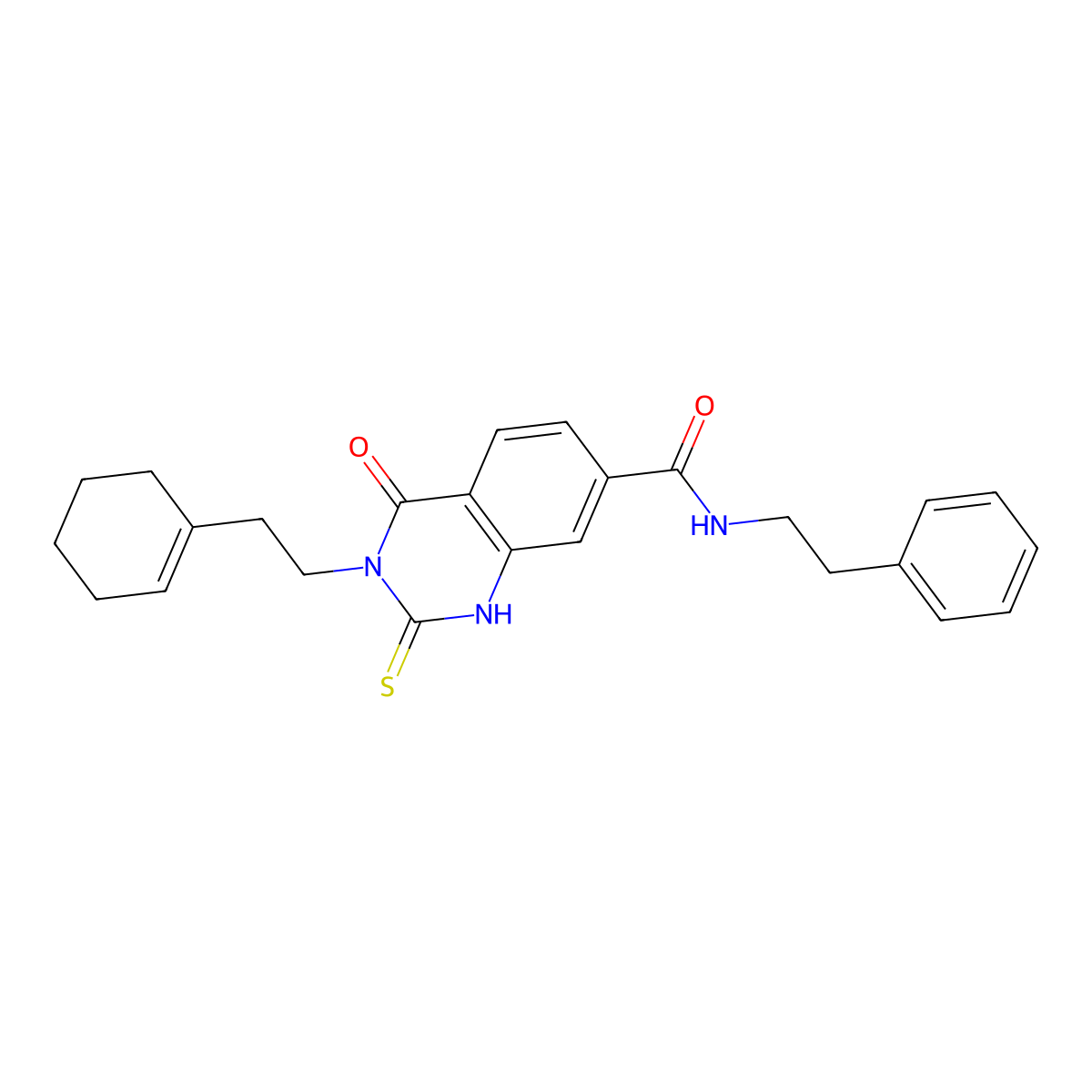 3-(2-(cyclohex-1-en-1-yl)ethyl)-4-oxo-N-phenethyl-2-thioxo-1,2,3,4-tetrahydroquinazoline-7-carboxamide molecular structure, CAS 403728-33-6