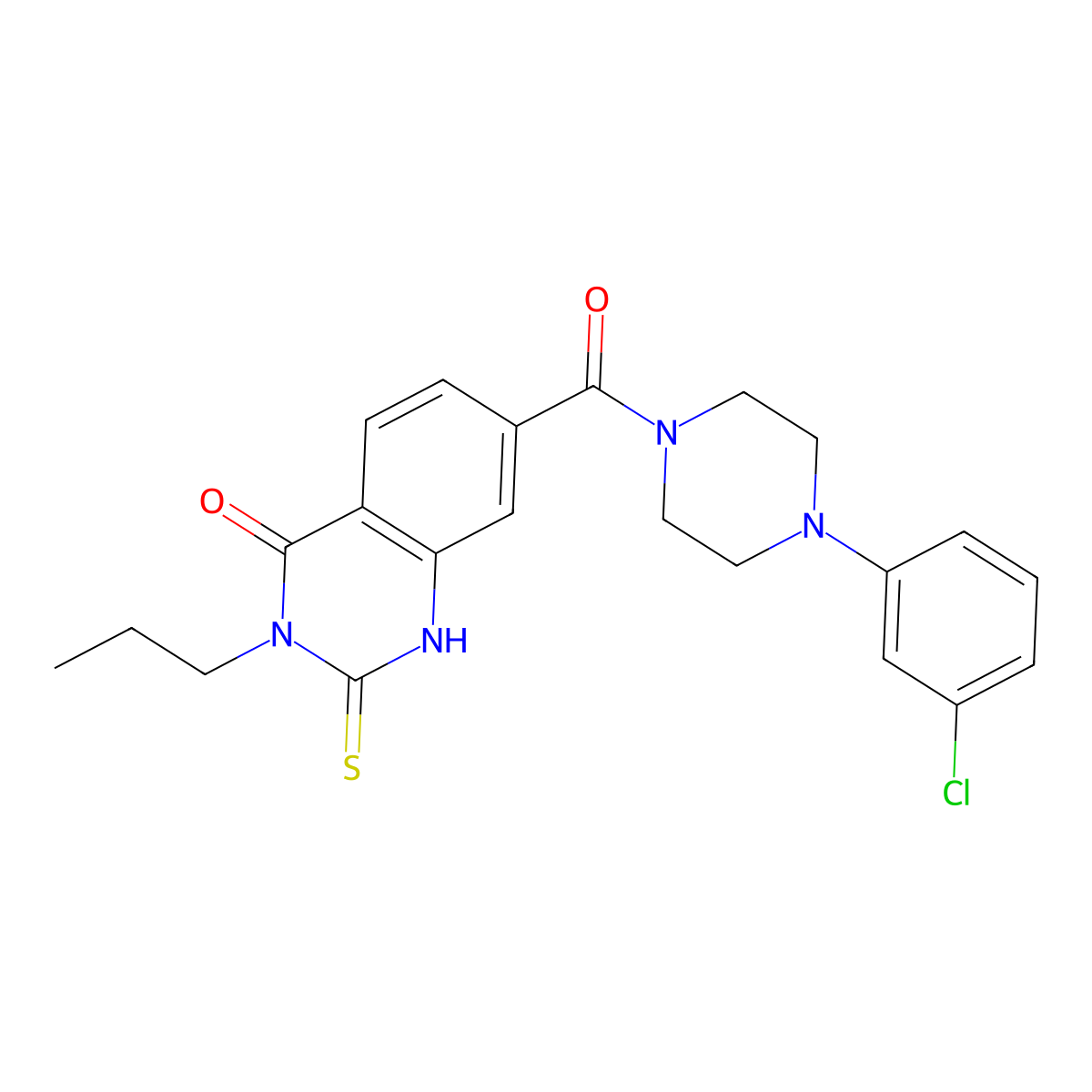 7-[4-(3-chlorophenyl)piperazine-1-carbonyl]-3-propyl-2-sulfanylidene-1H-quinazolin-4-one molecular structure, CAS 403728-43-8
