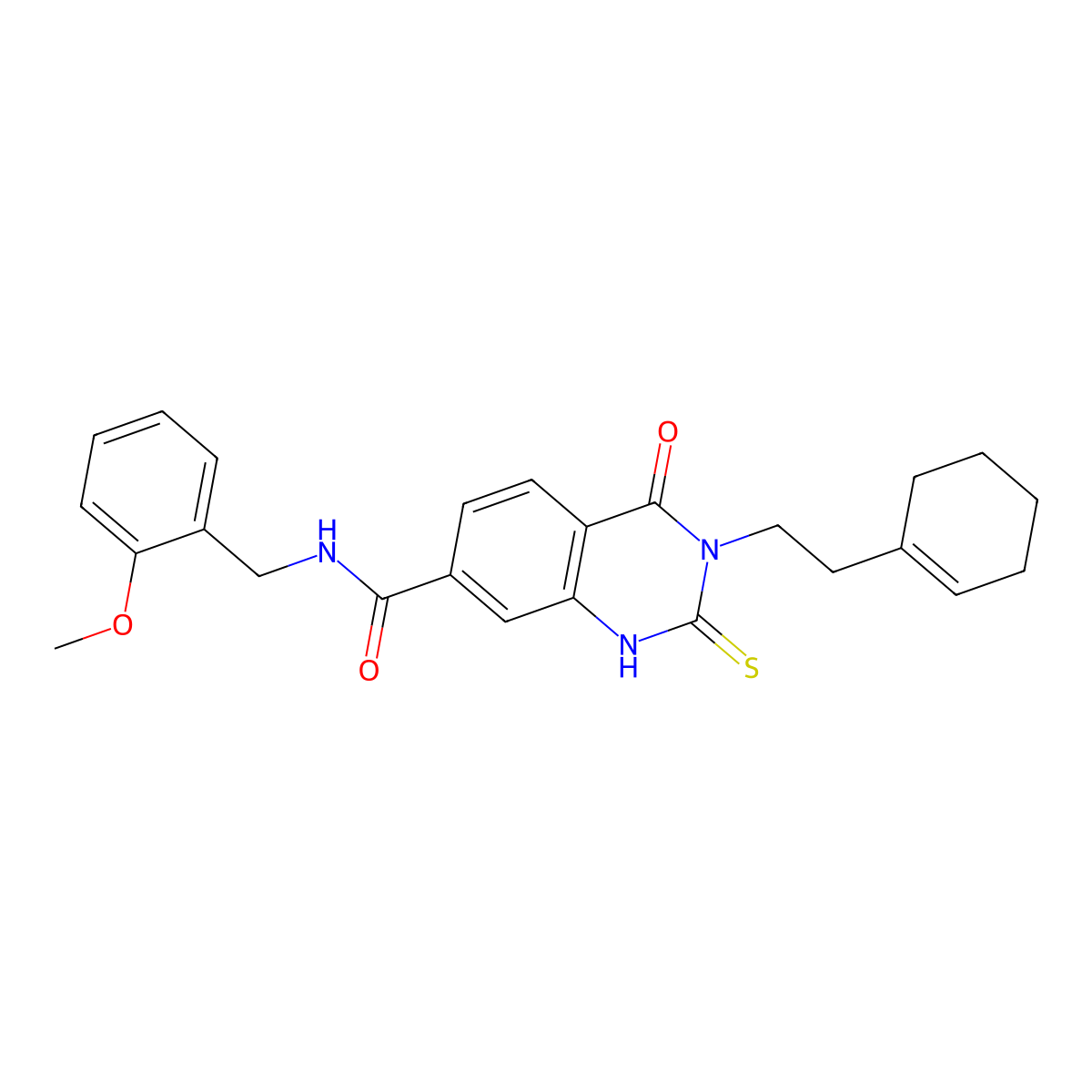 3-[2-(cyclohexen-1-yl)ethyl]-N-[(2-methoxyphenyl)methyl]-4-oxo-2-sulfanylidene-1H-quinazoline-7-carboxamide molecular structure, CAS 403728-51-8